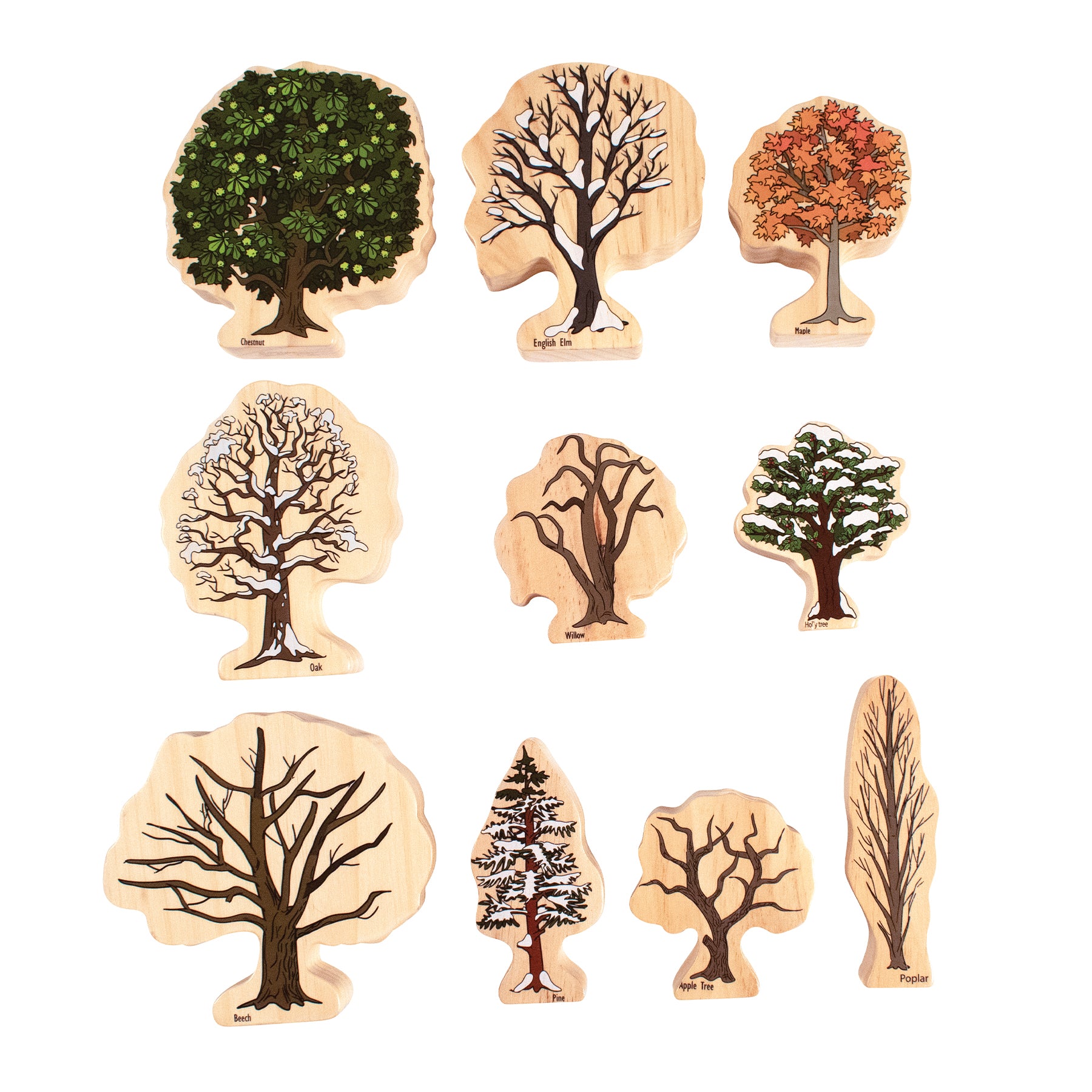 Trees of All Seasons Wooden Blocks - Set of 10 - Ages 2+