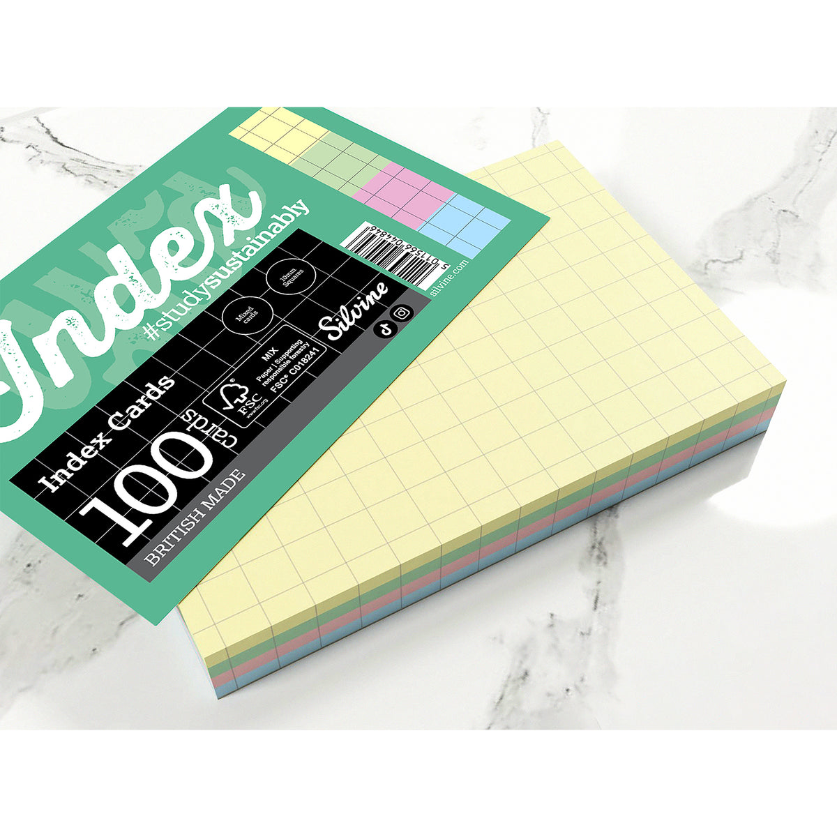 100PK INDXCRD 10MM SQU RL ASST COLR