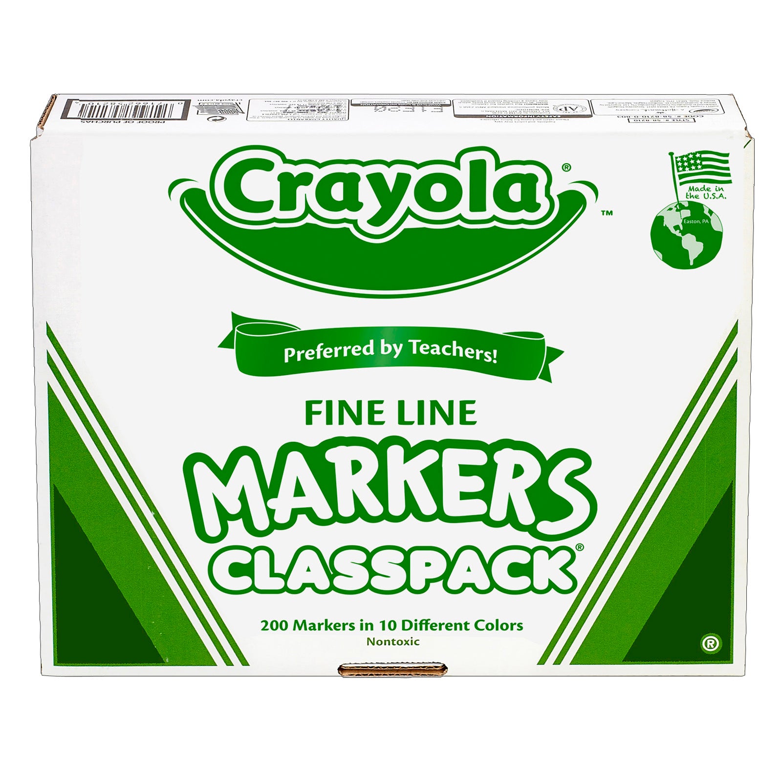 Non-Washable Classpack Markers, Fine Point, 10 Colors, Pack of 200