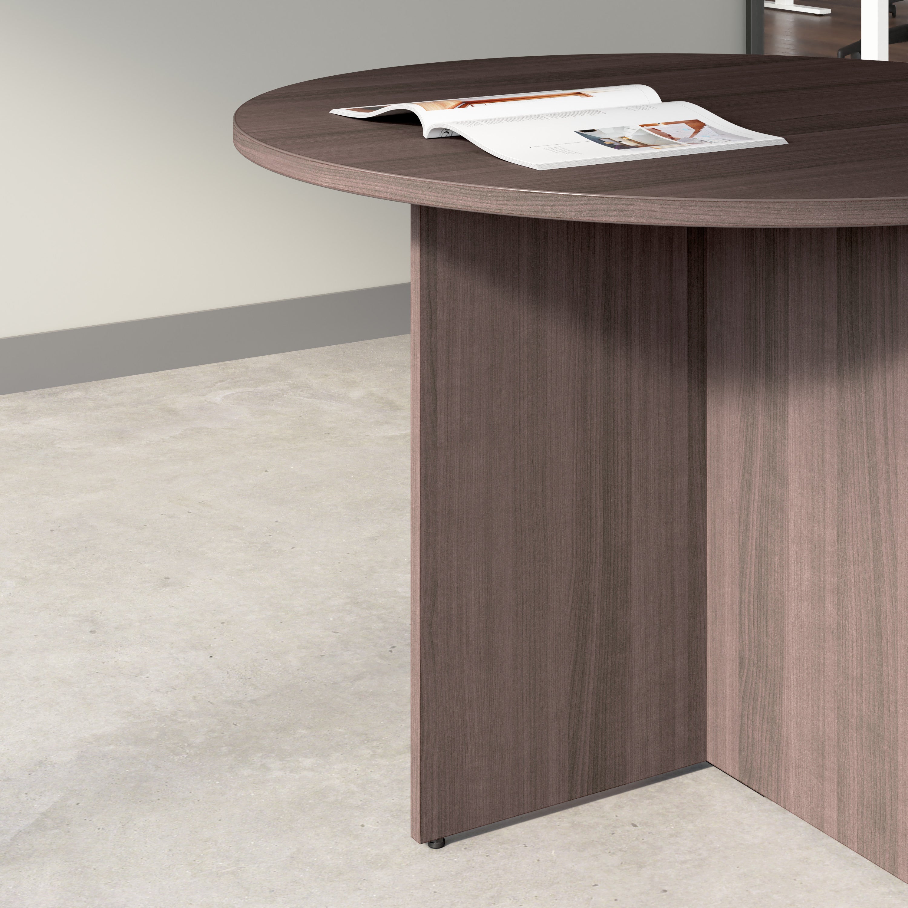 Bush Business Furniture 42-inch Round Conference Table with Wood Base in Storm Gray - 41.38" Width x 41.38" Depth x 28.65" Height