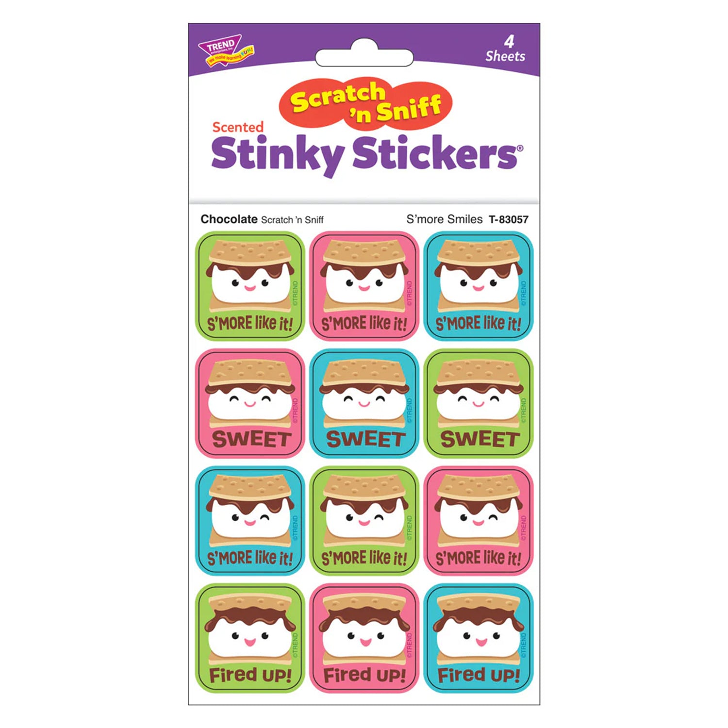 S'more Smiles, Chocolate Scent Scratch 'n Sniff Stinky Stickers®, Pack of 48