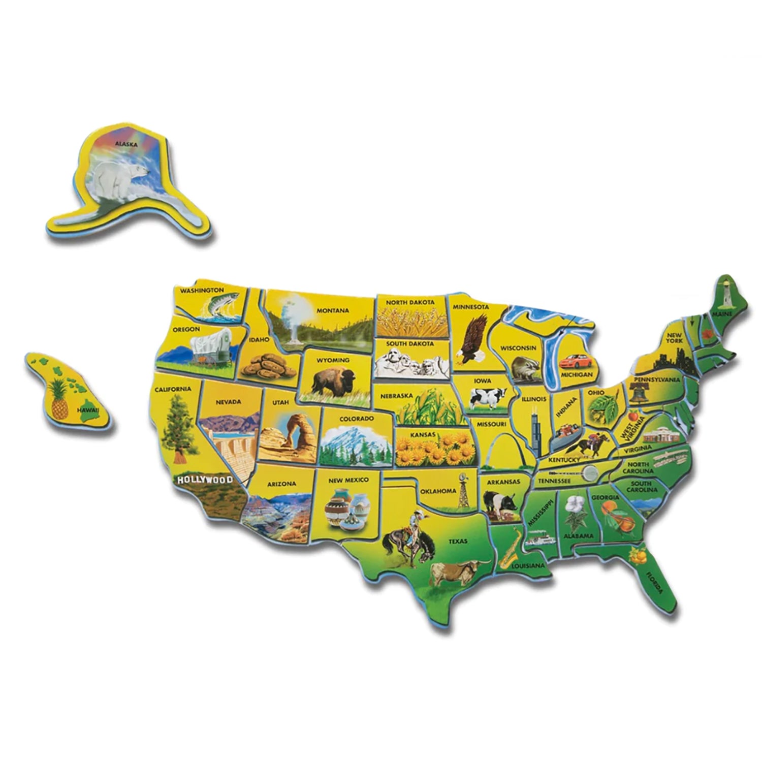 U.S.A. Map Wooden Puzzle, 45 Pieces