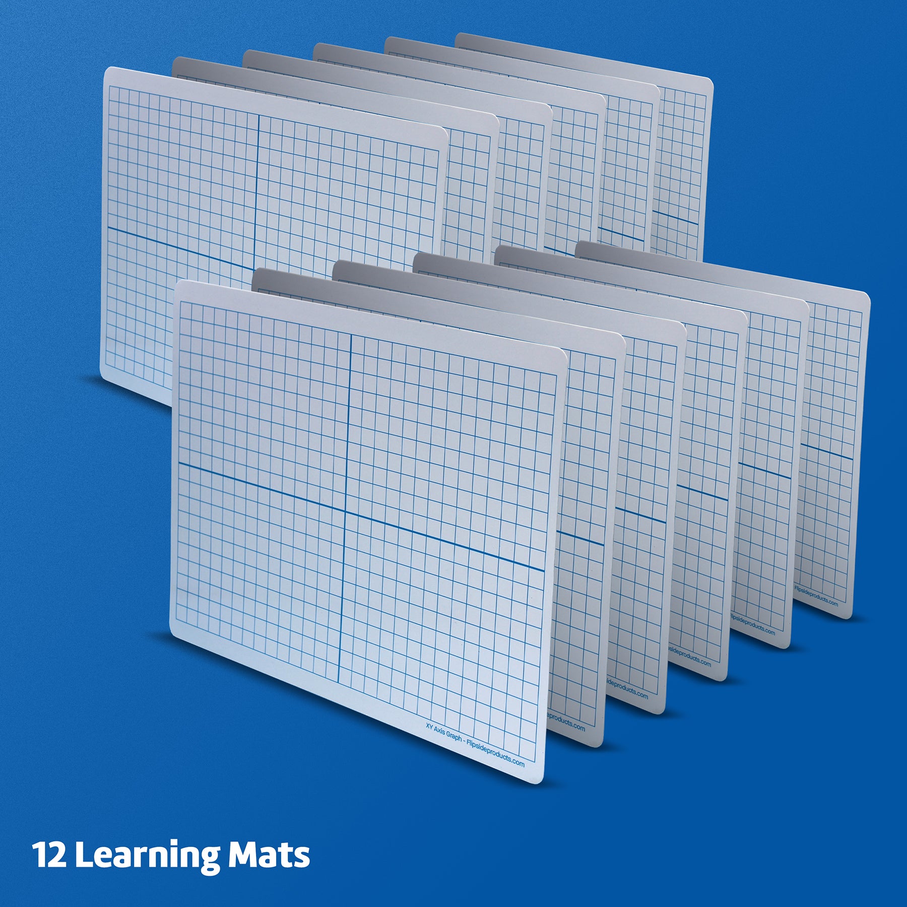 Magnetic Dry Erase Learning Mat, Two-Sided XY Axis/Plain, 9" x 12", Pack of 12