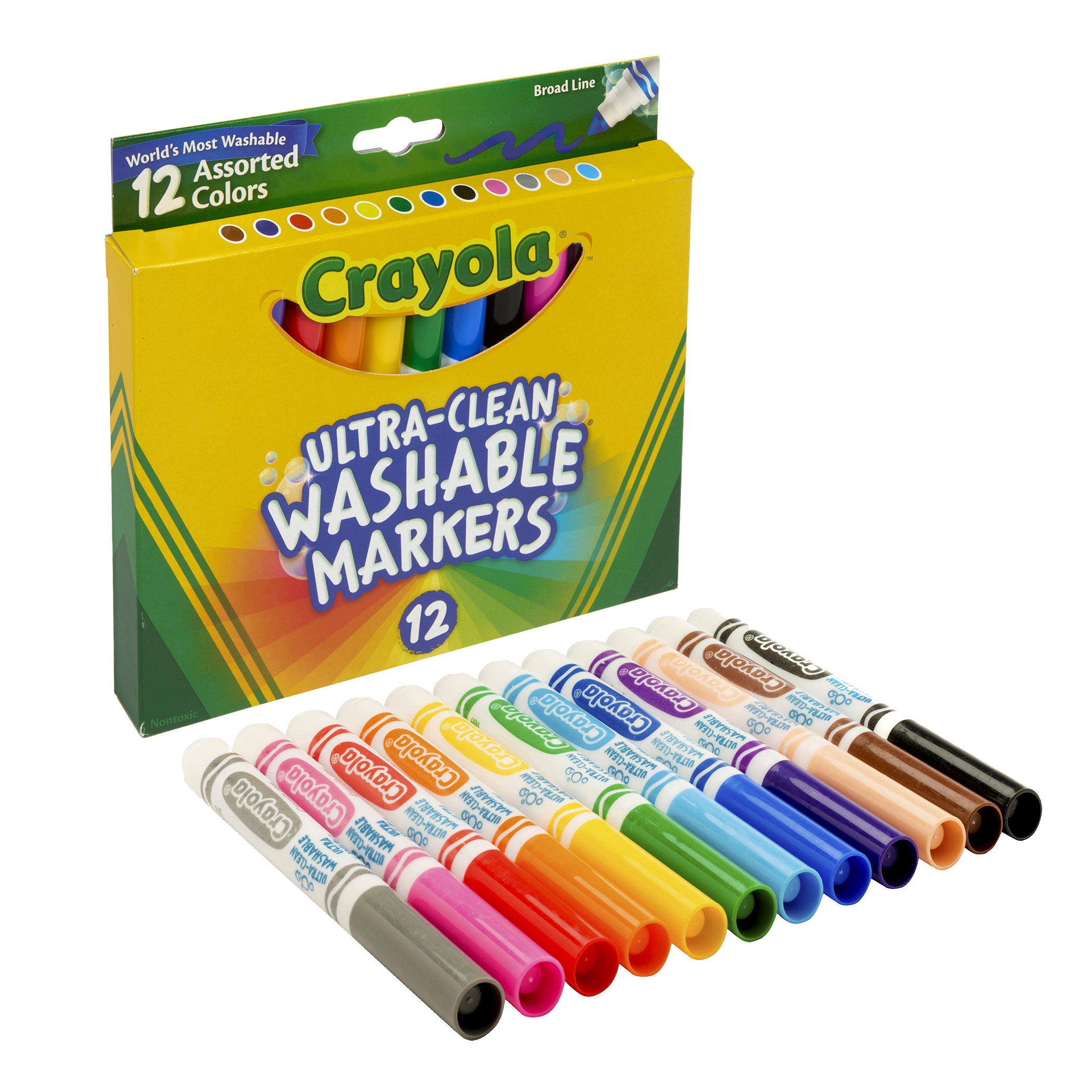 Ultra-Clean Markers, Broad Line, Assorted Colors, 12 Count