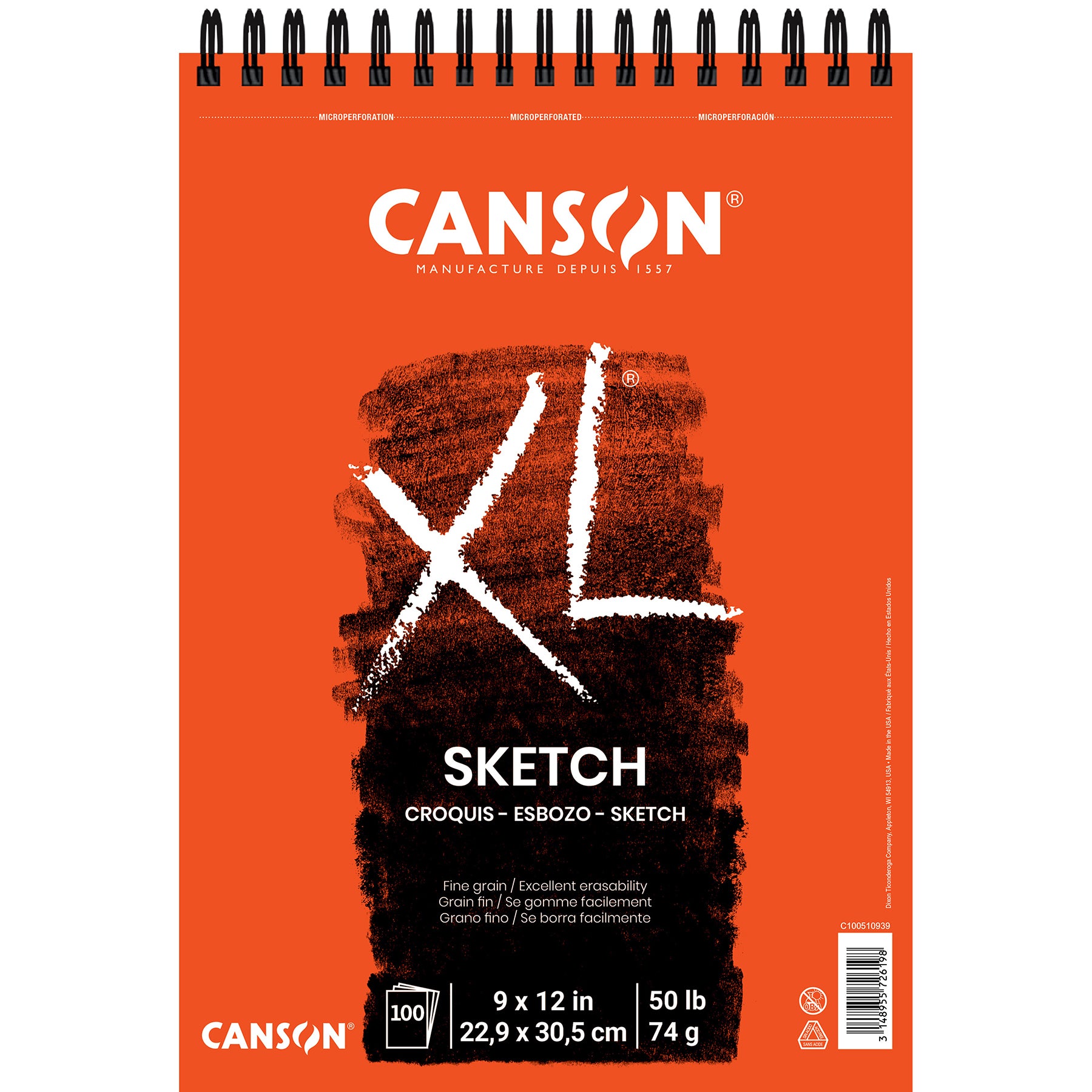 XL Series Sketch Pad, Top Wire Binding, 100 Sheet, 9x12 inch, 1 Count