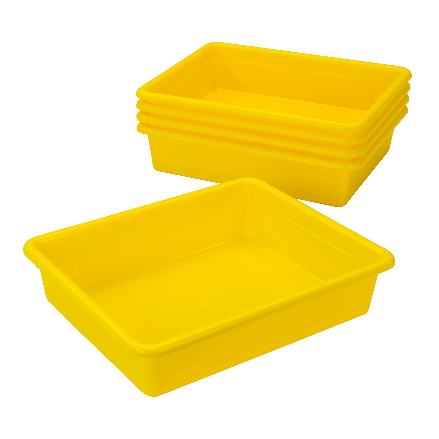 Flat Storage Tray, Yellow, Pack of 5