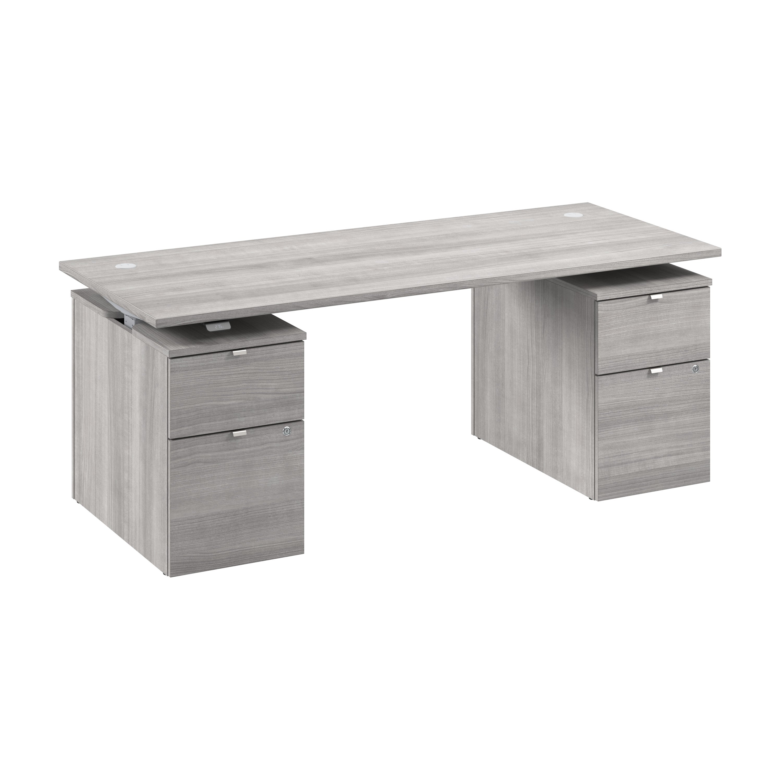 Bush Business Furniture Stratus&nbsp;72W x&nbsp;30D Electric Height Adjustable Standing Desk with Drawers in Platinum Gray with Metallic Gray Base - 71.02" Width x 29.37" Depth x 27.44" Height
