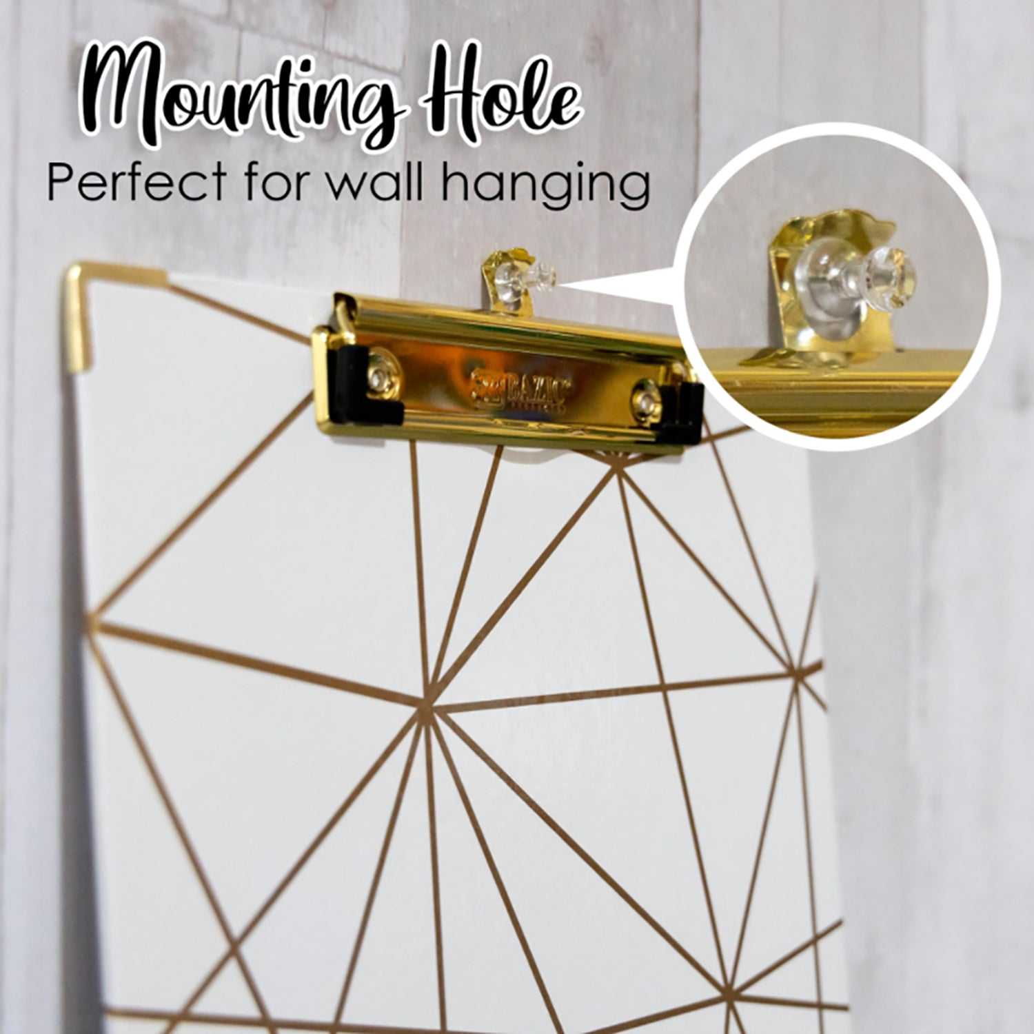Paperboard Clipboard with Gold Low Profile Clip, Assorted Geometric Designs (No Design Choice), 12.9" x 9"