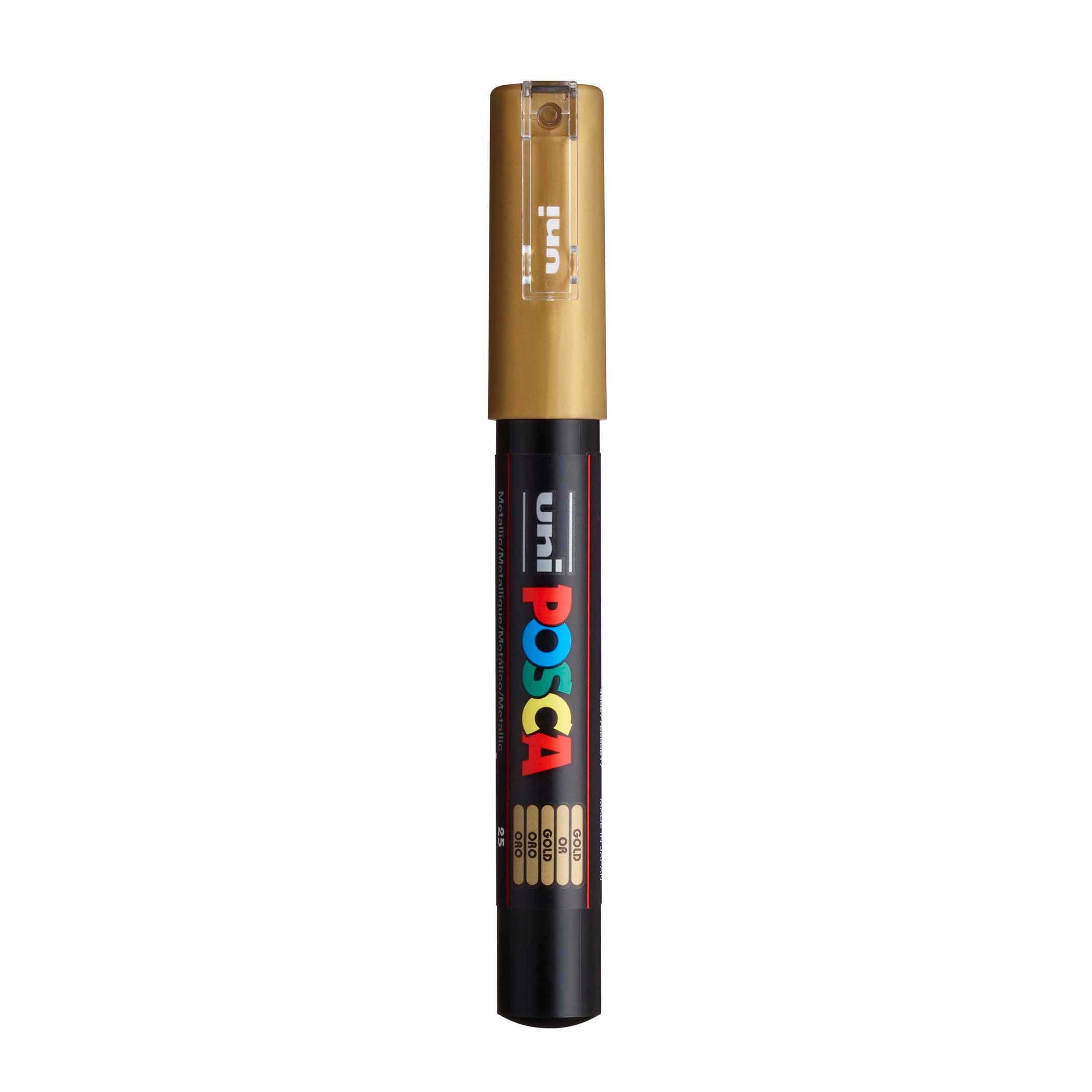 PC-1M Paint Marker, Extra Fine Bullet Tip (0.7-1.0 mm), Gold, Pack of 3