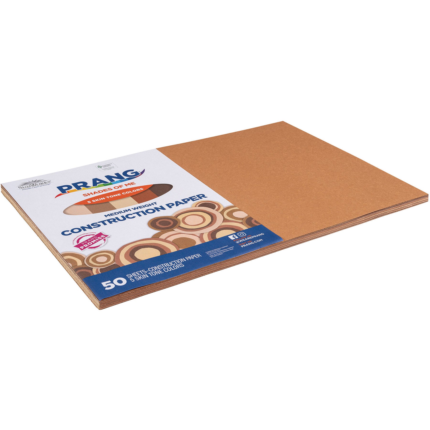 Shades of Me Construction Paper, Medium Weight, 5 Assorted Skin Tone Colors, 12" x 18", 50 Sheets