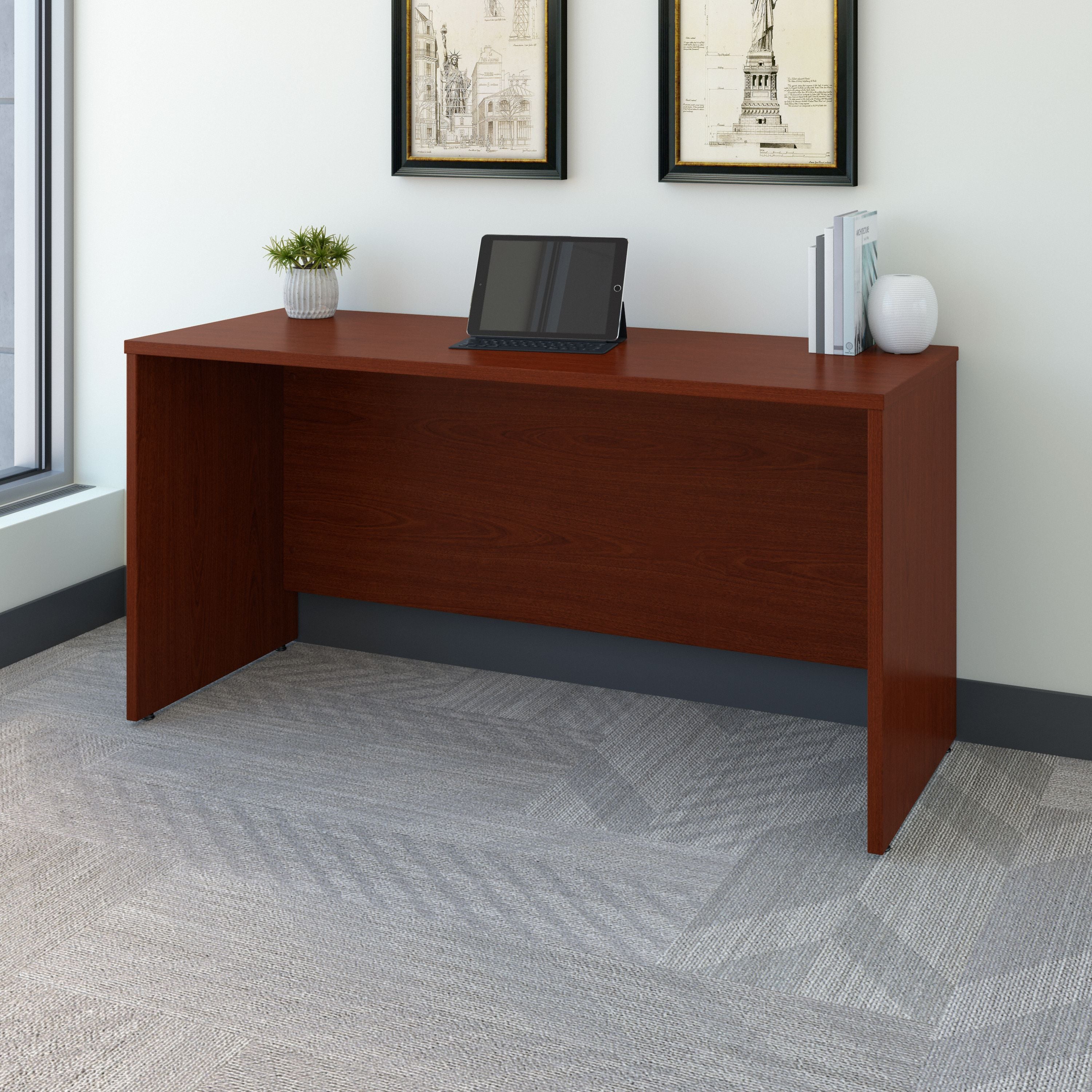 Bush Business Furniture Series C 60W x 24D Credenza Desk in Mahogany - 59.45" Width x 23.35" Depth x 29.84" Height