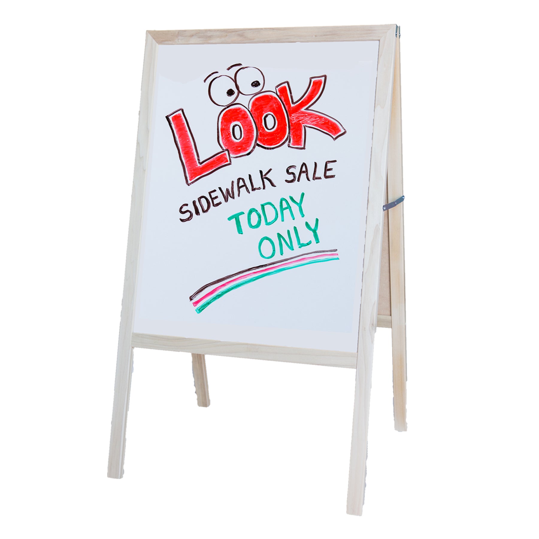 Natural White Dry-Erase/Black Chalkboard Marquee Easel, 42" x 24"