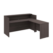 Bush Business Furniture Arrive 72W x 72D L Shaped Reception Desk with Shelf in Storm Gray - 71.02" Width x 71.14" Depth x 40.35" Height