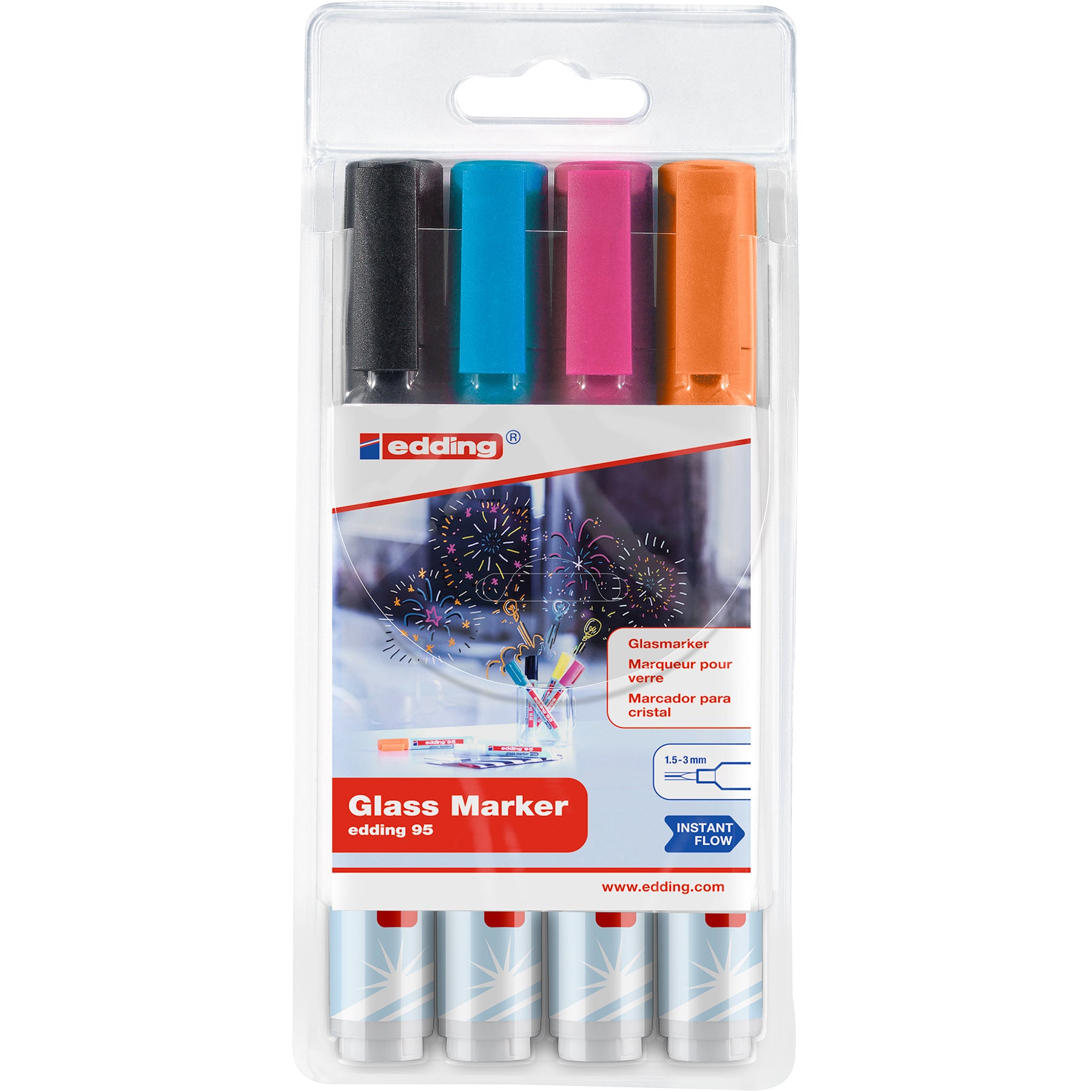 edding 95 Glass Marker - Set of 4 - Assorted
