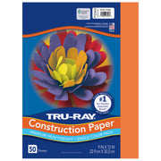 Construction Paper, Heavyweight, Electric Orange, 9" x 12", 50 Sheets