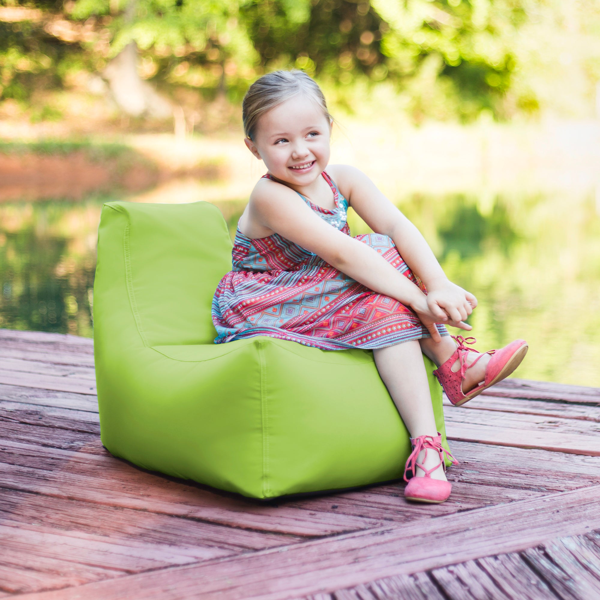 Jaxx Juniper Jr Outdoor Kids Bean Bag Chair / Childrens Garden Chair, Lime