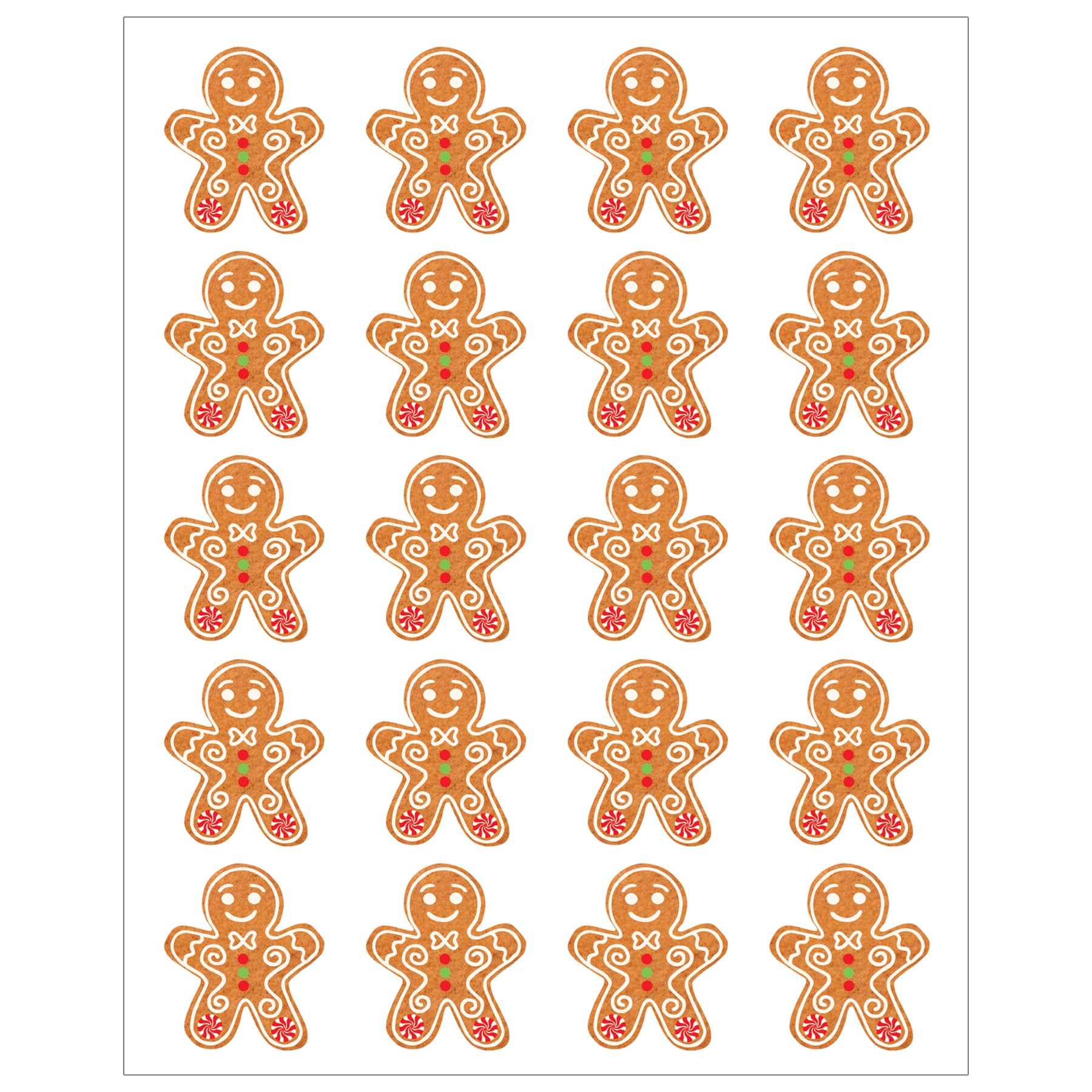 Gingerbread Cookies Stickers, Pack of 72
