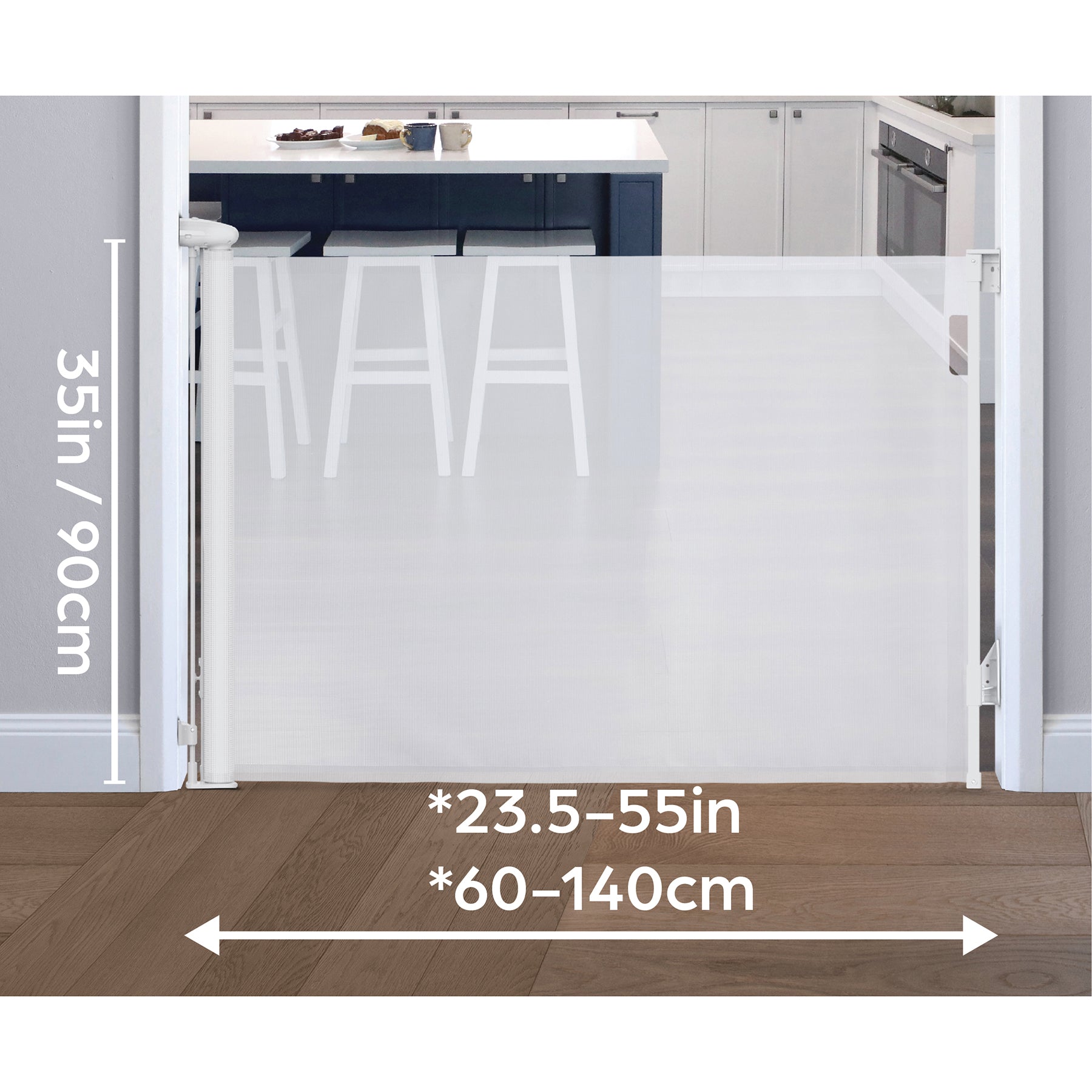 Glide 'N Hide Extra Tall Retractable Baby Gate, White