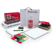 Classpack of 35 x Lined/Gridded Double Sided 8" x 12" Lapboards, with Pens, Erasers, Cleaner