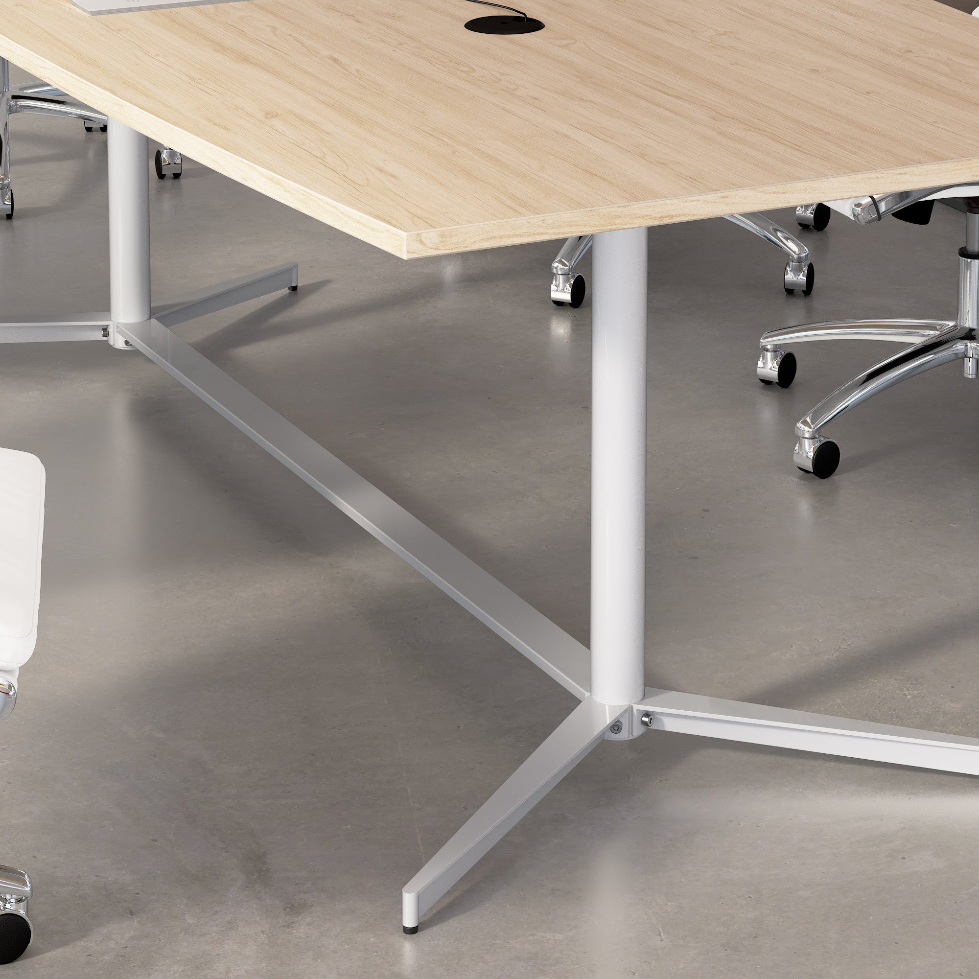 Bush Business Furniture 96-inch Office Conference Table with Metal Base in Natural Elm - 95.19" Width x 42" Depth x 28.65" Height