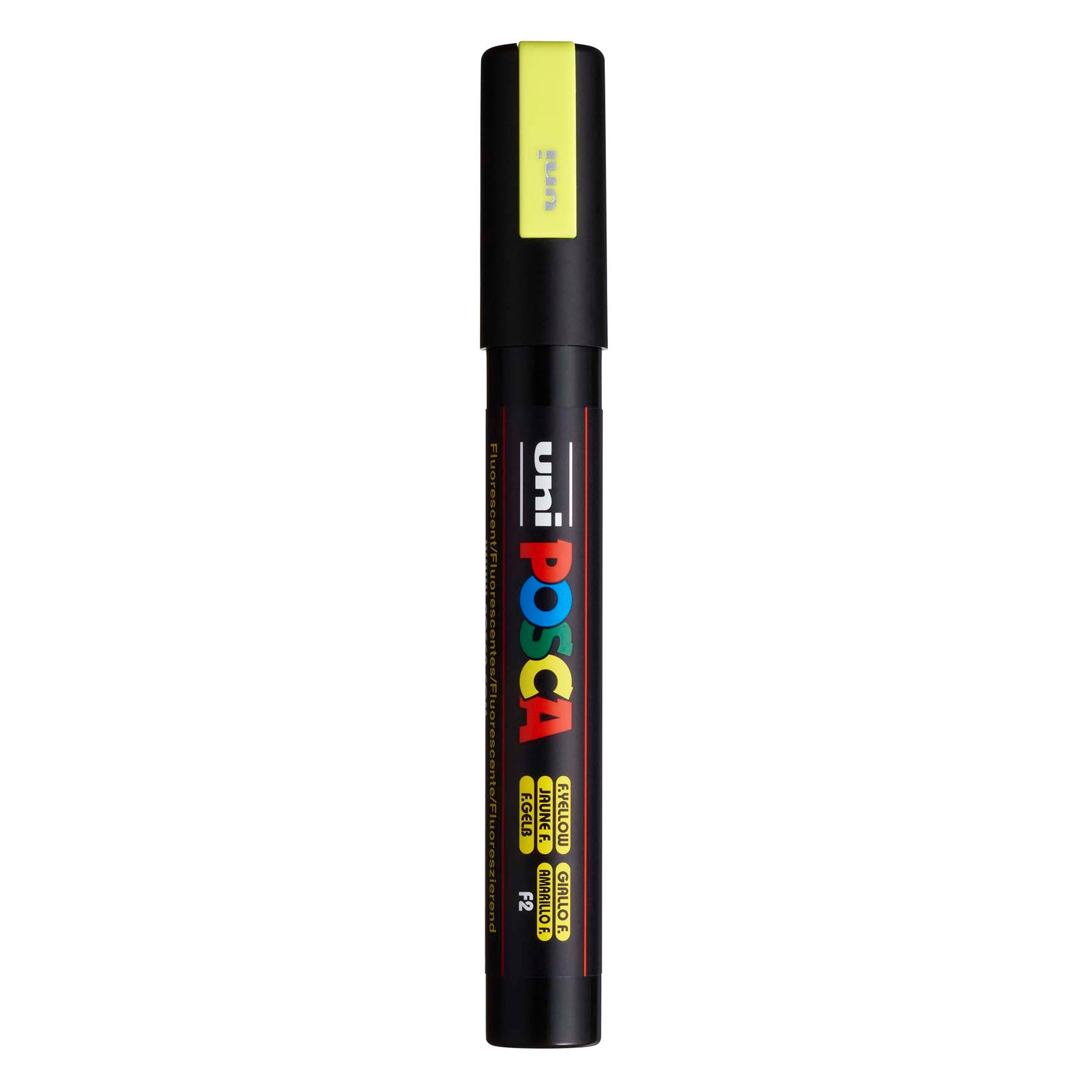 uni® POSCA PC-5M Water-Based Paint Markers, Reversible Medium Tip (1.8-2.5mm), Fluorescent Yellow