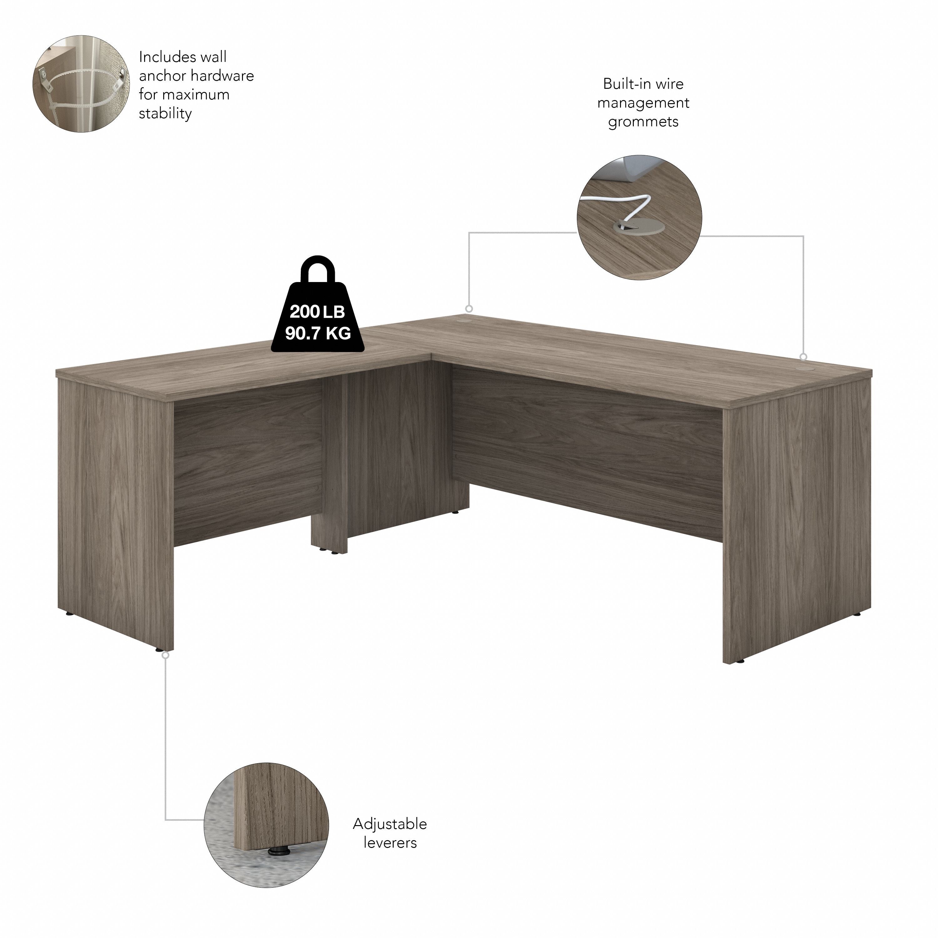 Bush Business Furniture Studio C 72W x 30D L Shaped Desk with Mobile File Cabinet and 42W Return in Modern Hickory - 71.02" Width x 71.02" Depth x 29.84" Height