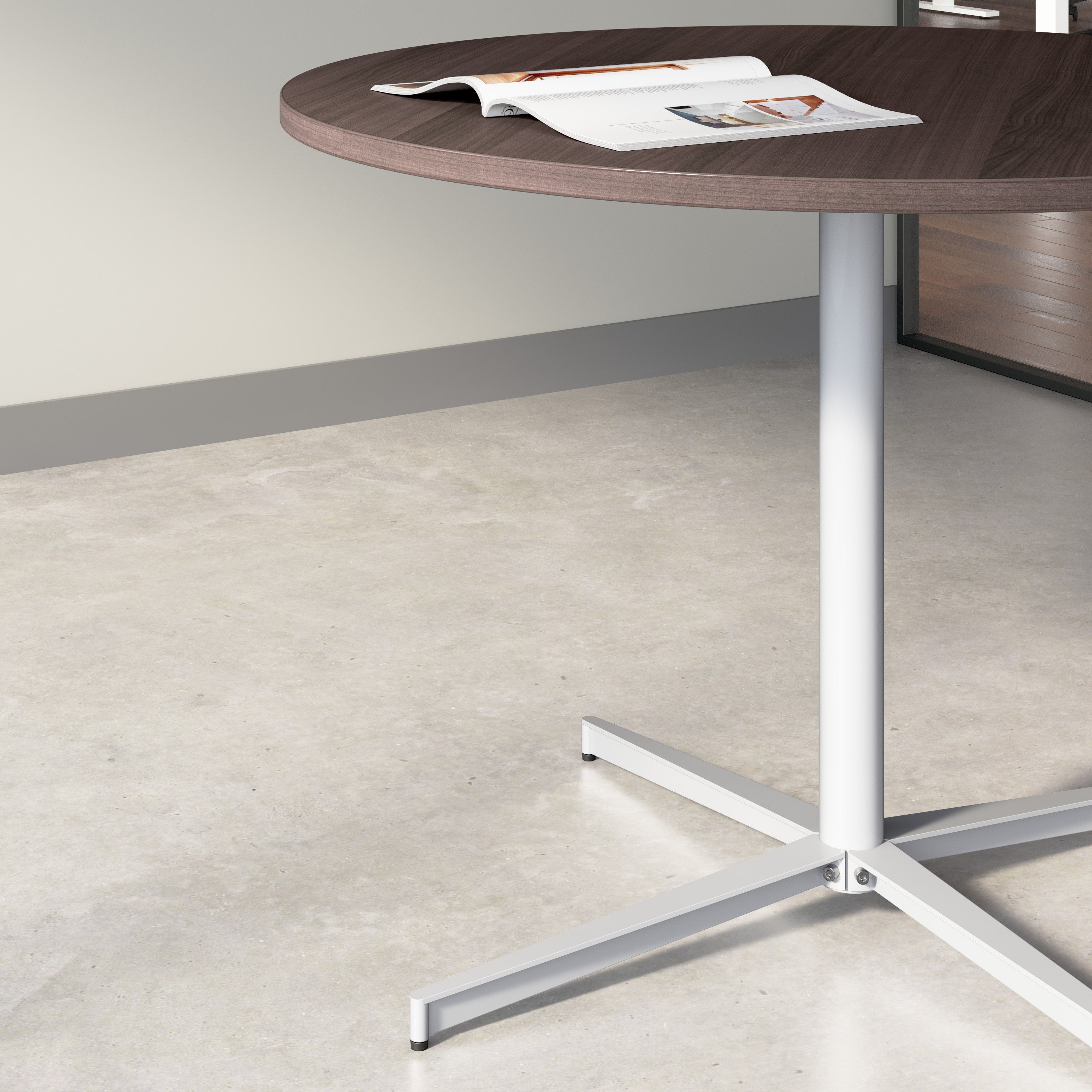Bush Business Furniture 42-inch Round Conference Table with Metal Base in Storm Gray - 41.38" Width x 41.38" Depth x 30.33" Height