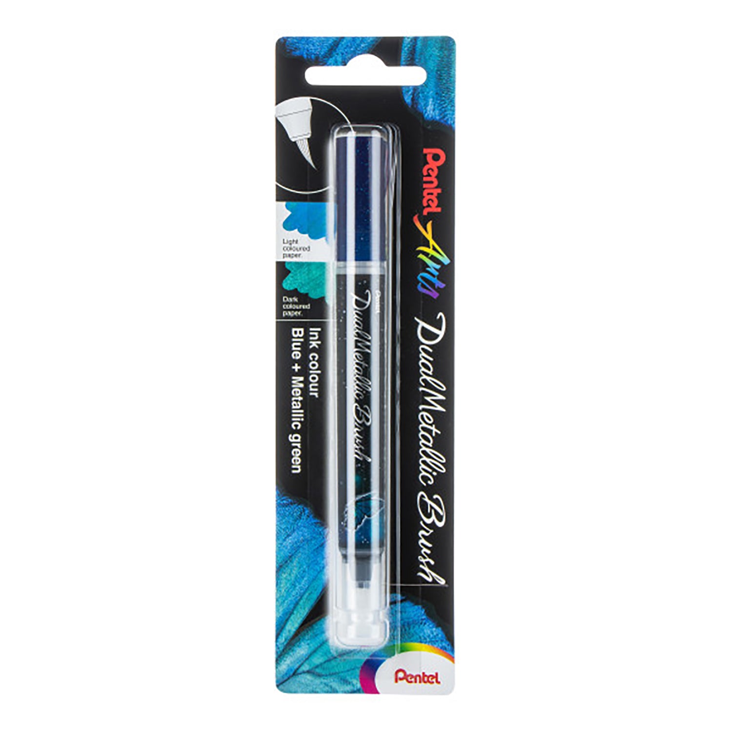 DualMetallic Brush, Blue/Metallic Green Ink