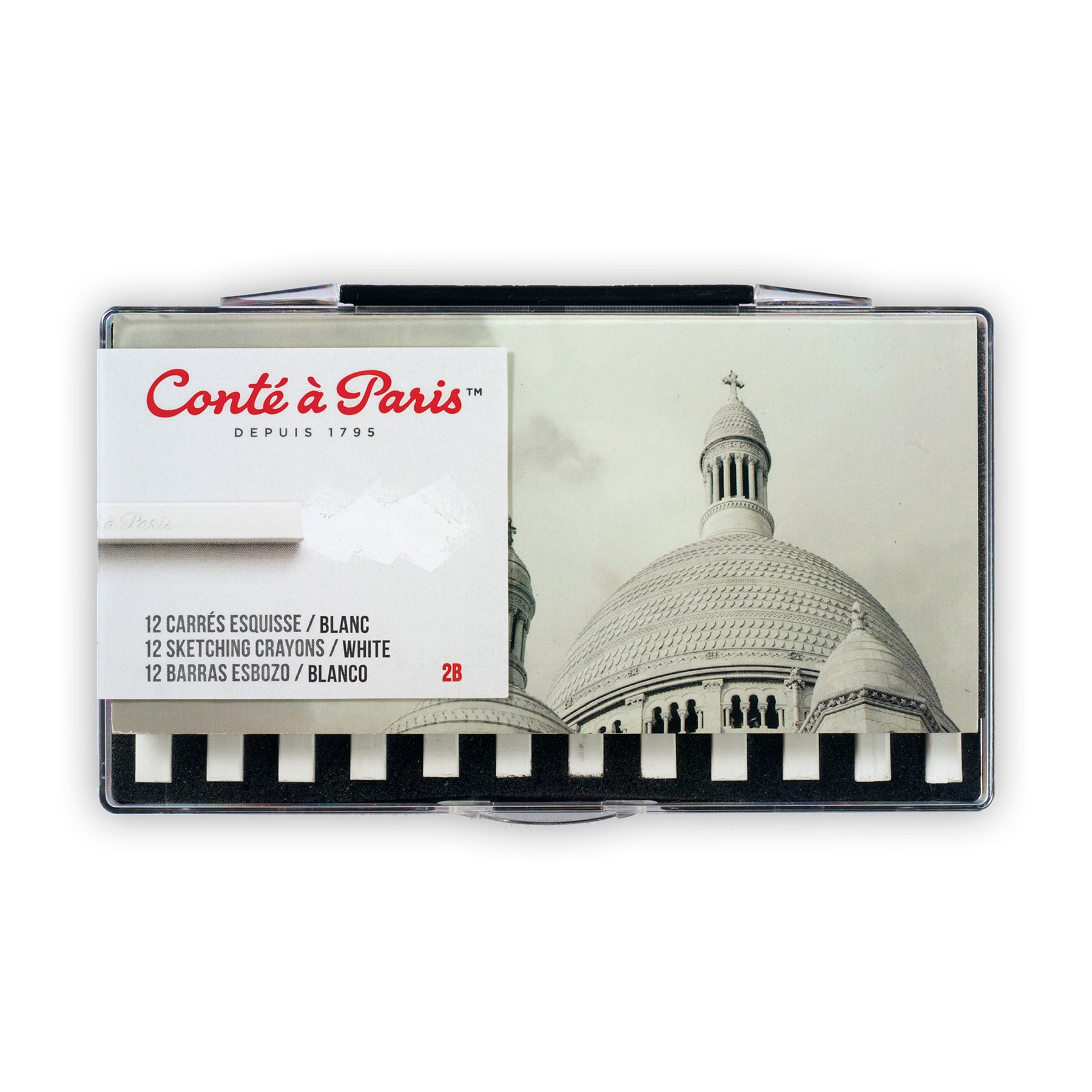 Carrés Esquisse Sketching Crayons, White 2B (2456 / 2B), Set of 12