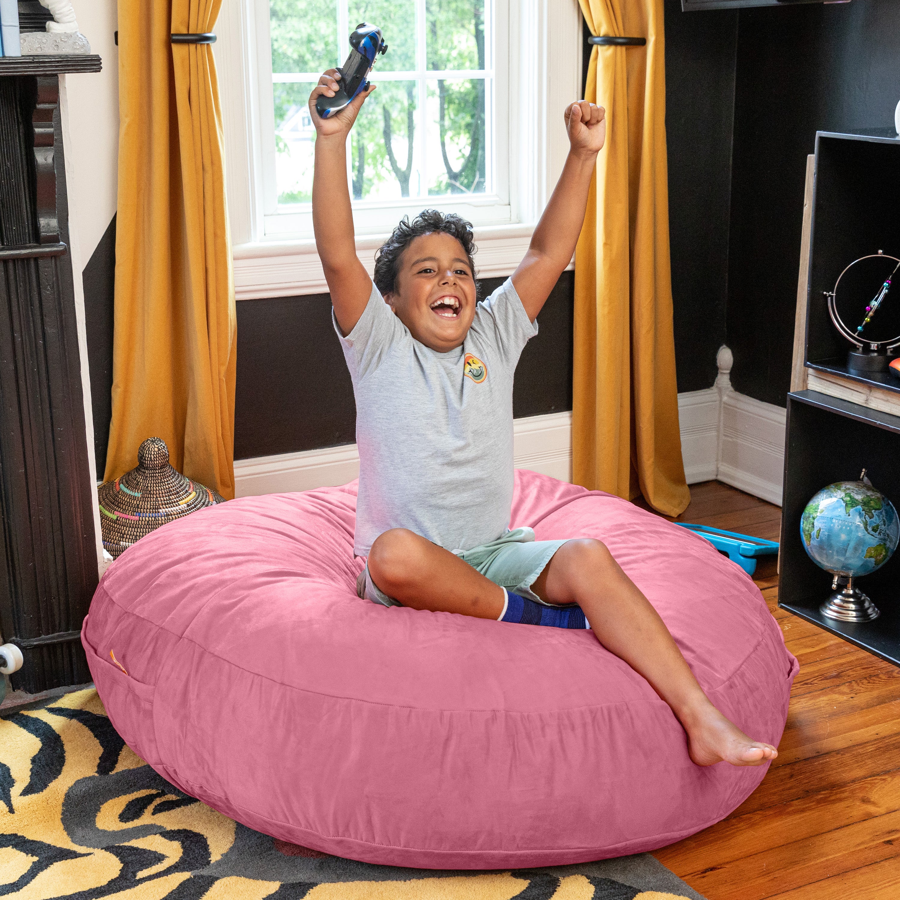 Jaxx Cocoon 4 Foot Bean Bag Chair and Crash Pad, Pink