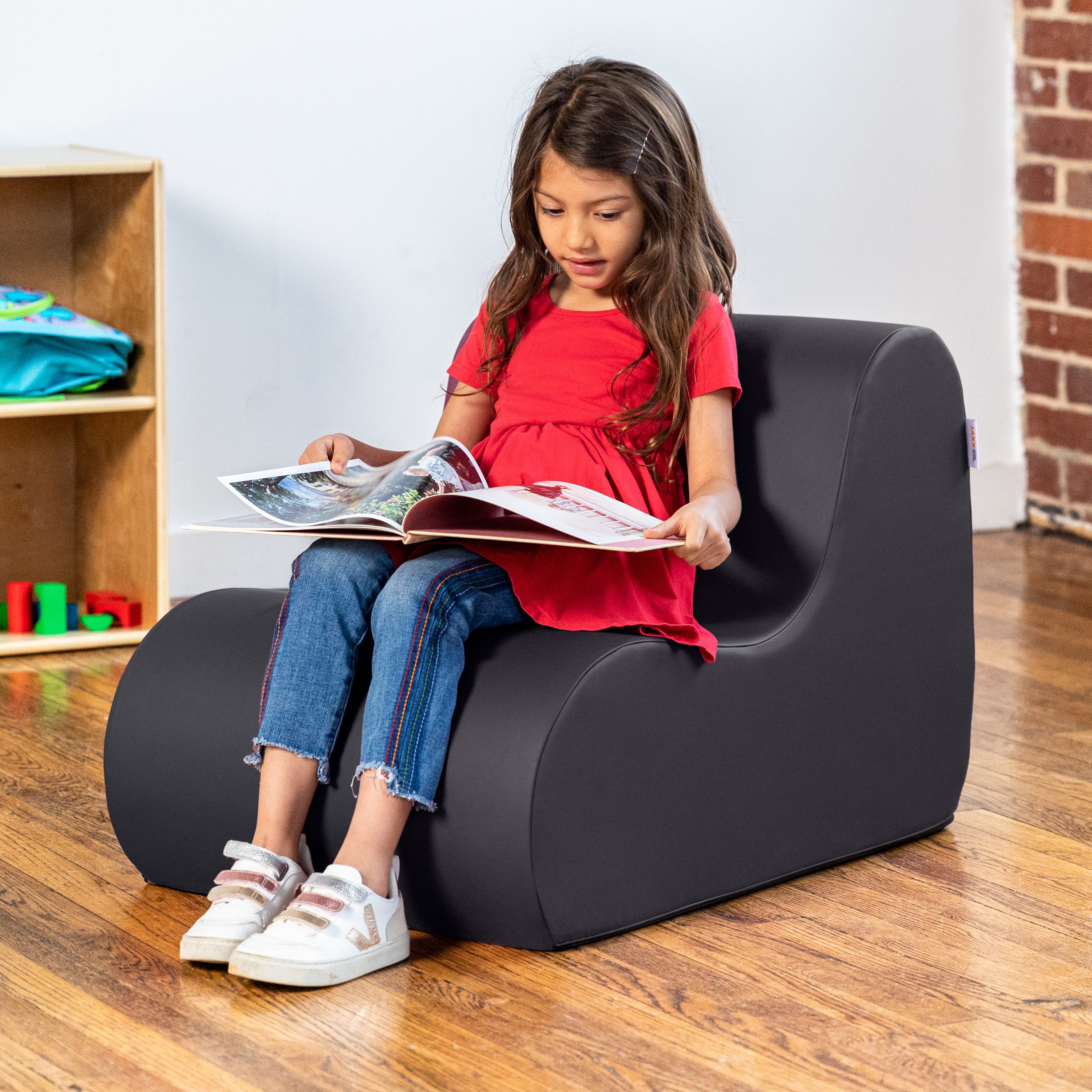 Jaxx Midtown Small Classroom Soft Foam Chair - Premium Vinyl Cover, Black