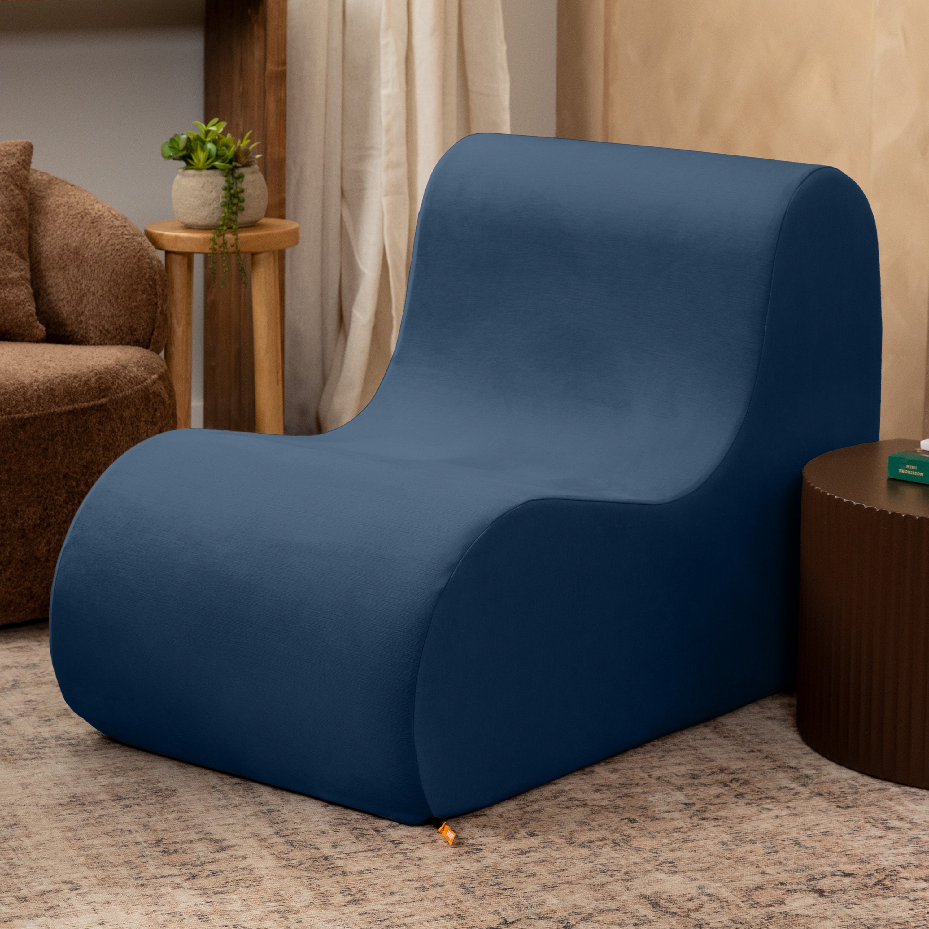 Jaxx Uptown Large Modern Armless Accent Chair, Indigo
