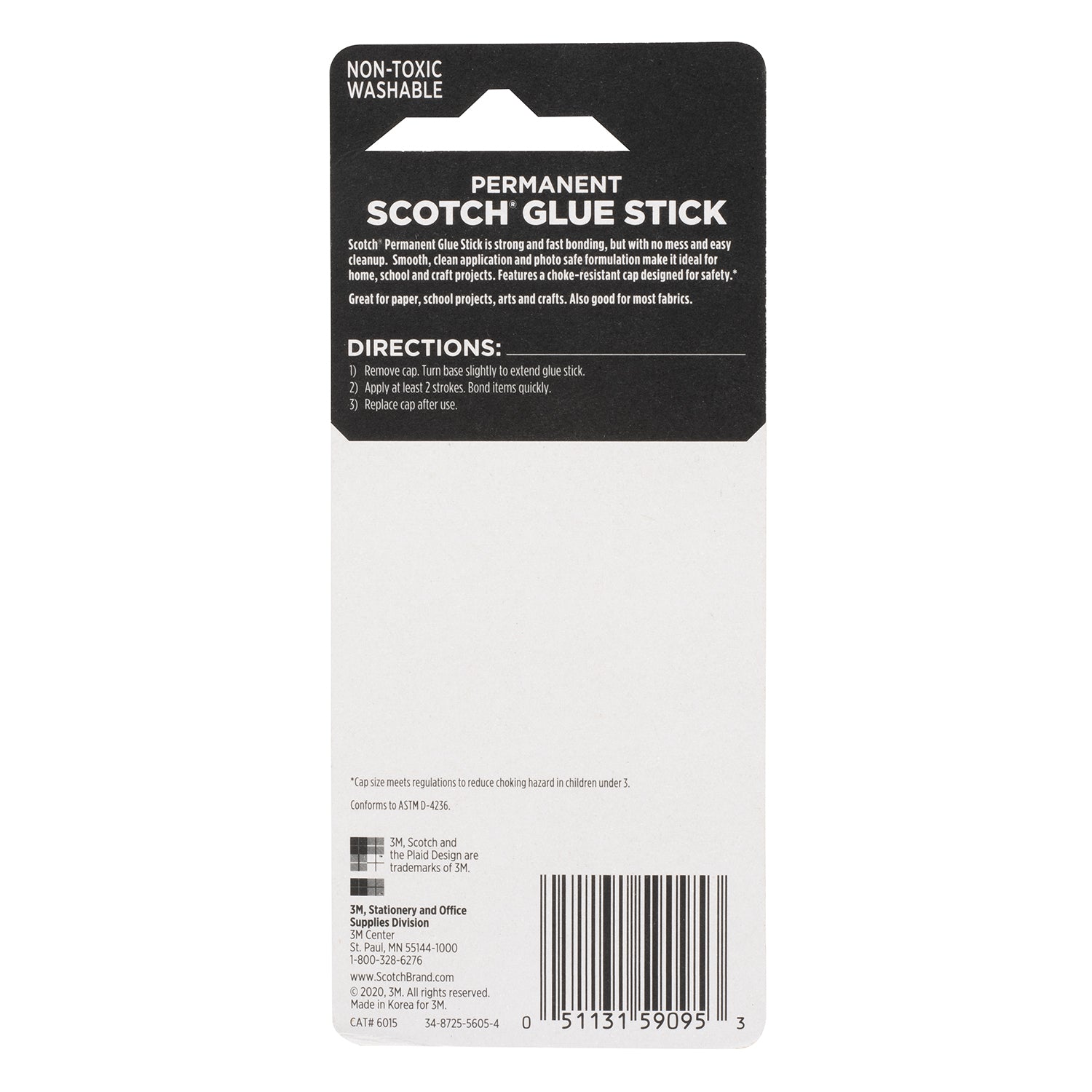 Permanent Glue Stick, White, .45 oz.