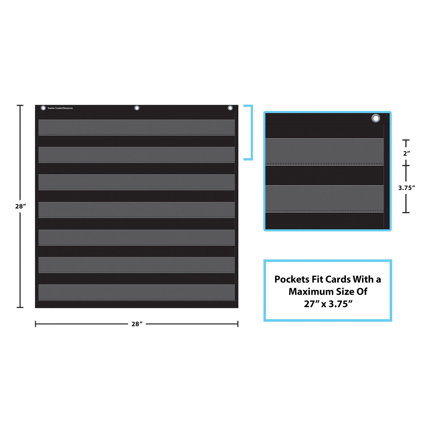 Black 7 Pocket Chart (28" x 28")