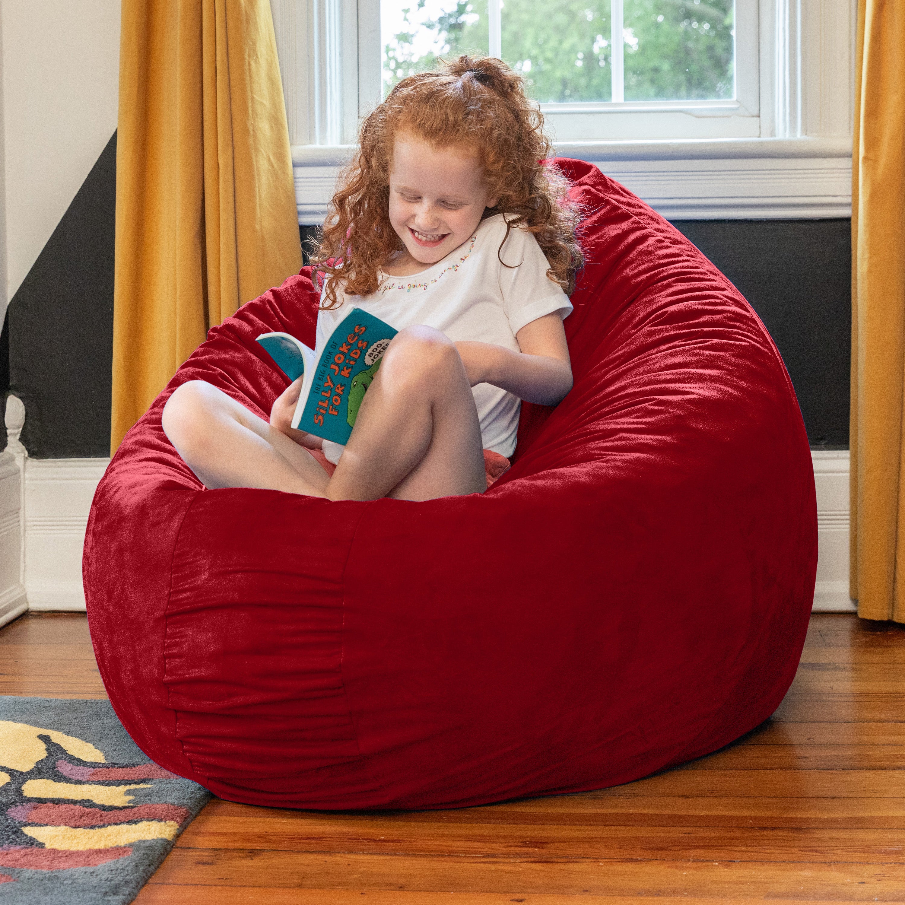 Jaxx Cocoon 4 Foot Bean Bag Chair and Crash Pad, Cherry