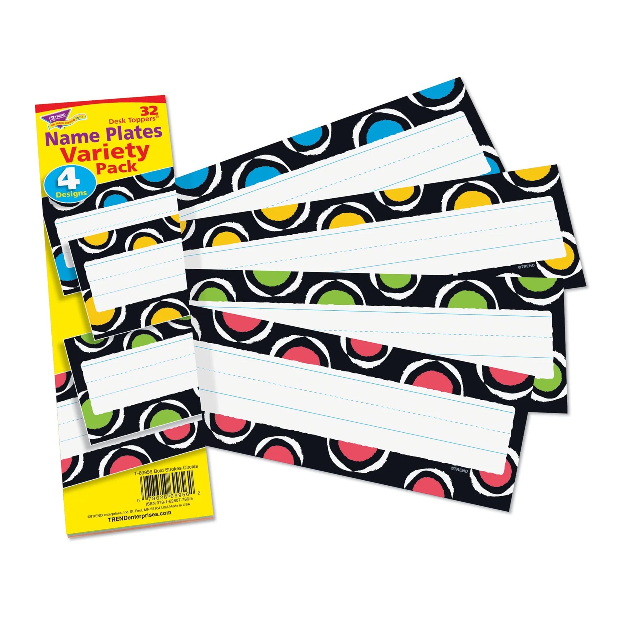 Bold Strokes Circles Desk Toppers® Name Plates Var.Pk., 32 ct