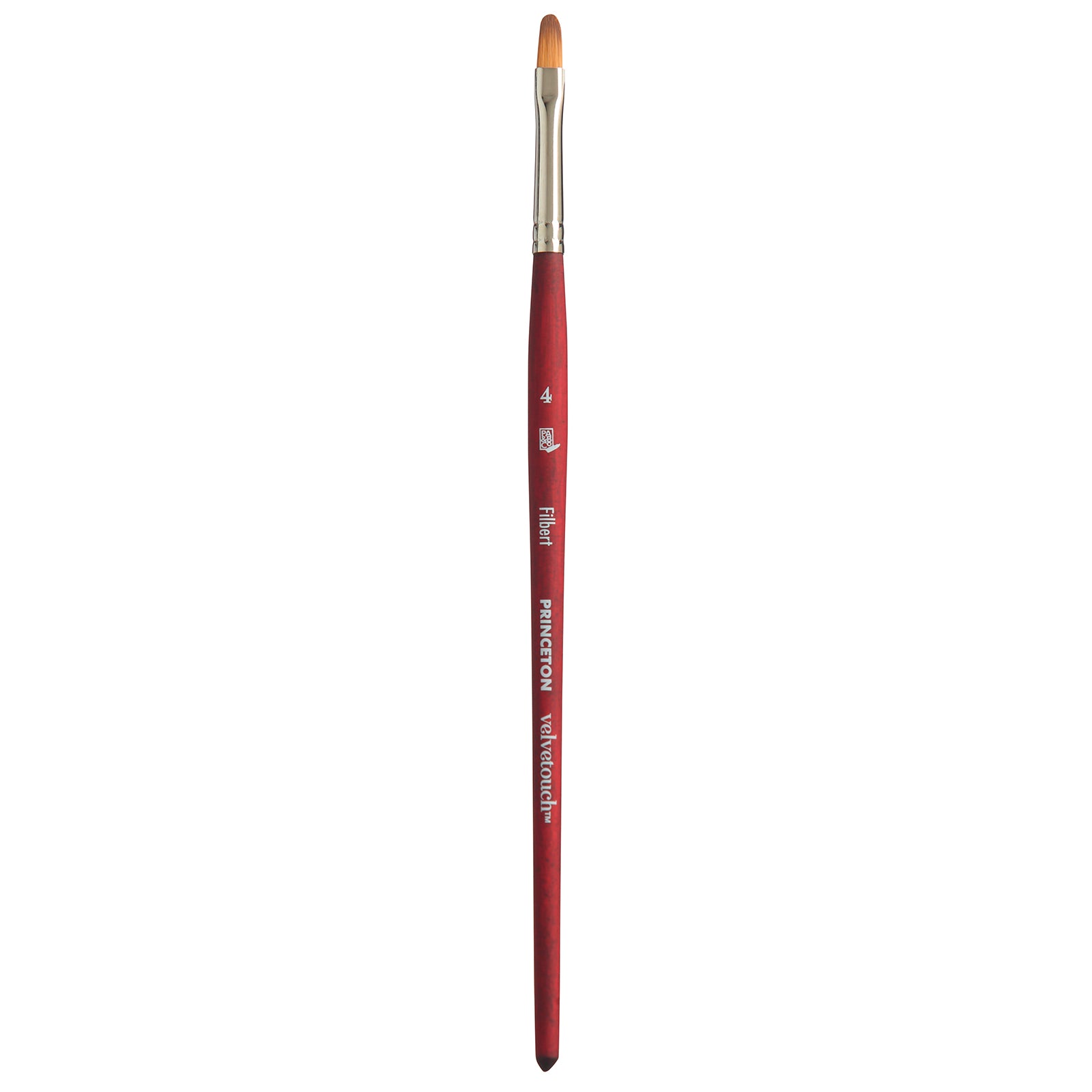 Velvetouch Filbert Brush, Synthetic Bristles, Short Handle Mixed Media Paintbrush, Scarlet, Size 4, 1 Count
