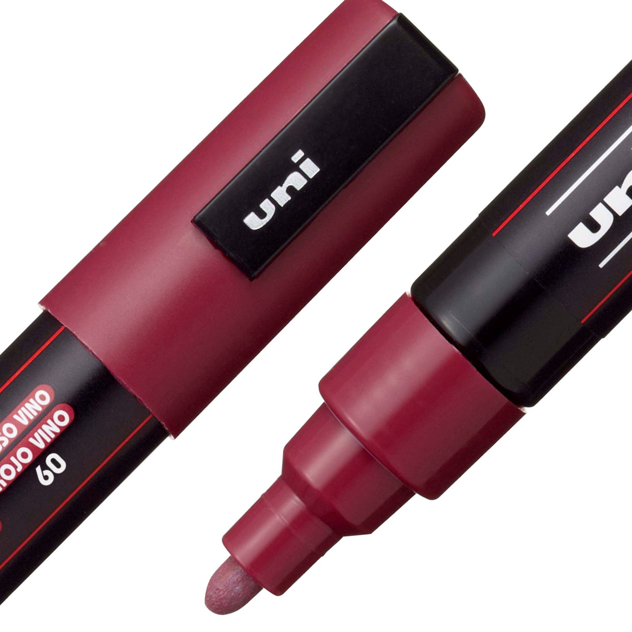 uni® POSCA PC-5M Water-Based Paint Markers, Reversible Medium Tip (1.8-2.5mm), Red Wine