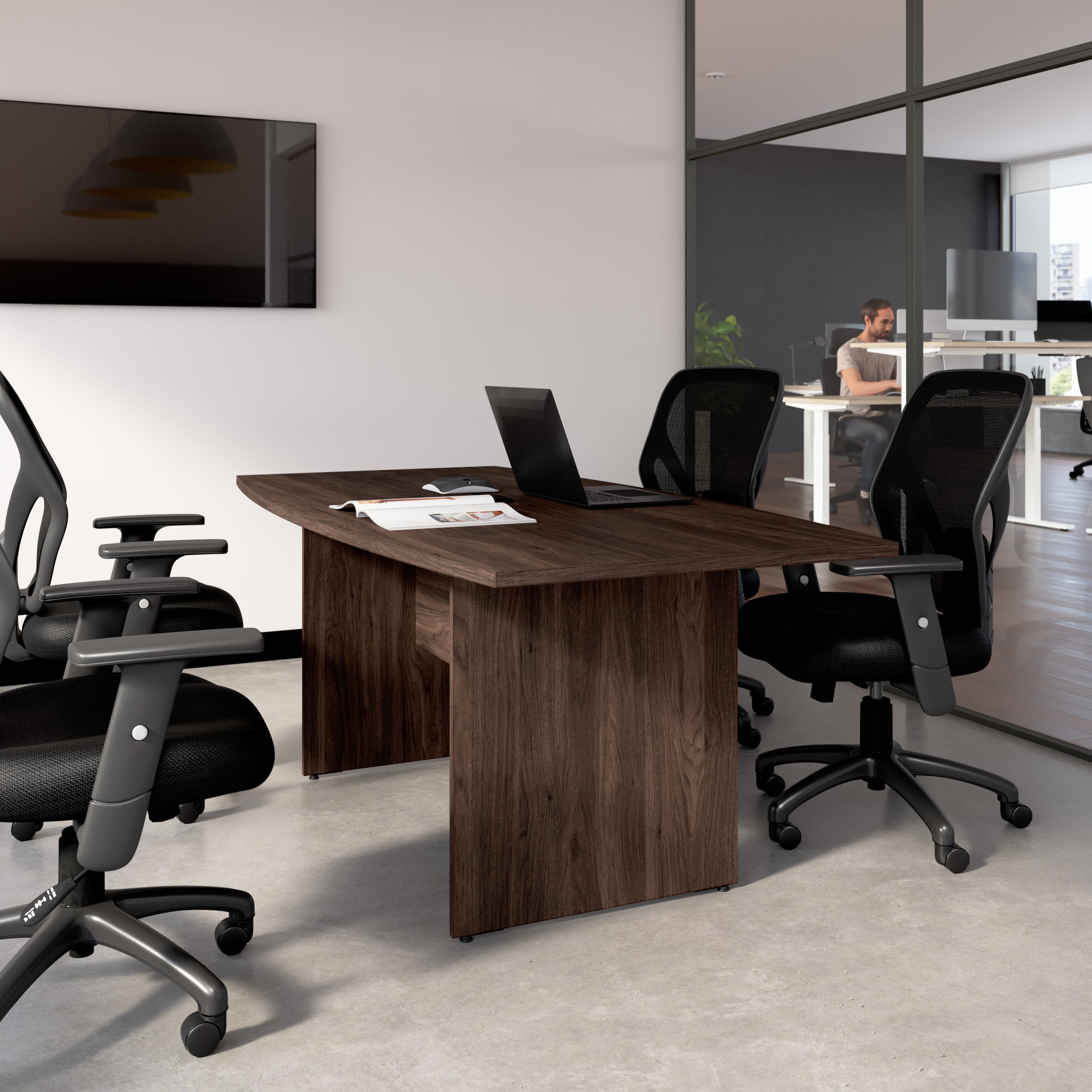 Bush Business Furniture 72-inch Office Conference Table with Wood Base in Black Walnut - 71.53" Width x 35.98" Depth x 28.65" Height