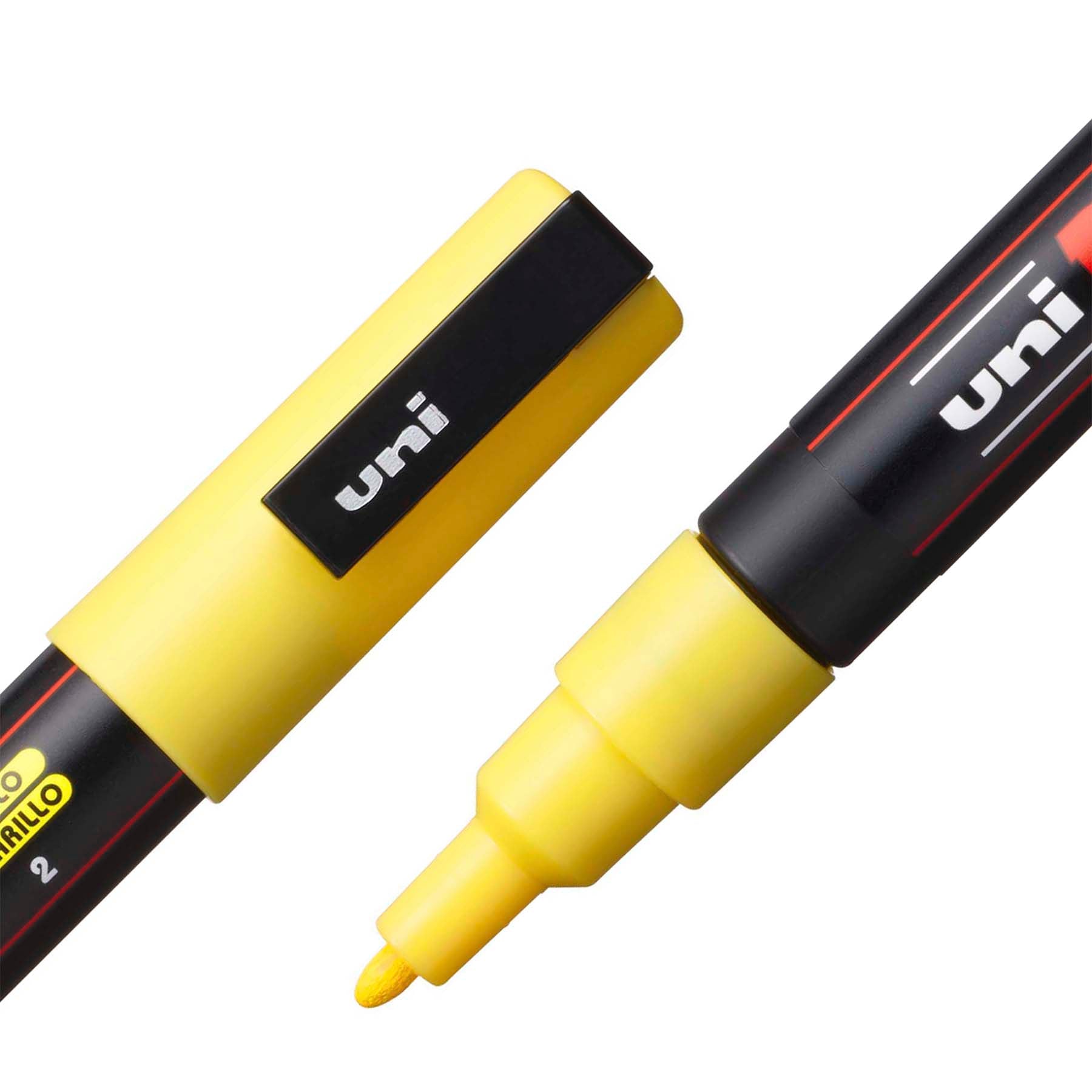uni® POSCA PC-3M Water-Based Paint Markers, Reversible Fine Tip (0.9-1.3mm), Yellow