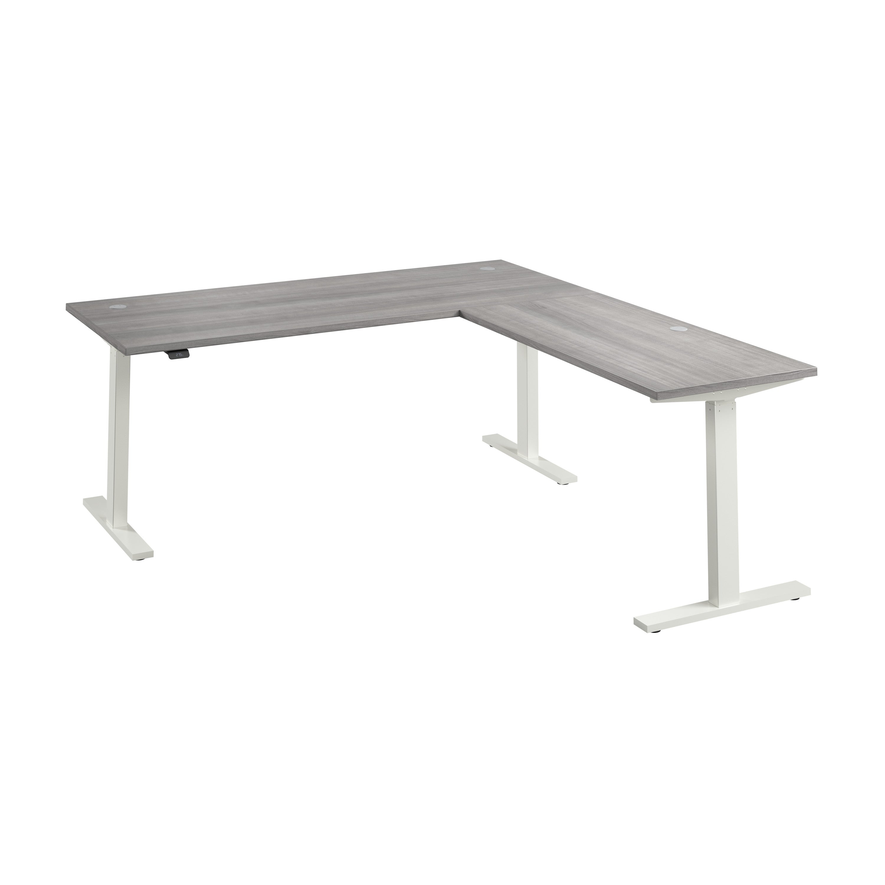 Bush Business Furniture Move 60 Series 72W Height Adjustable L Shaped Standing Desk in Platinum Gray with White Base - 71.02" Width x 76.97" Depth x 27.44" Height