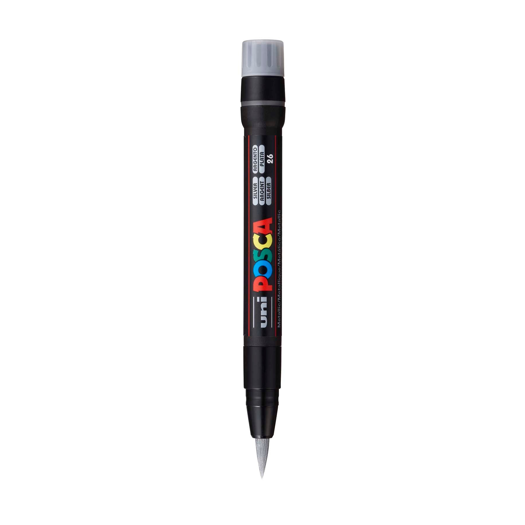 uni® POSCA PCF-350 Water-Based Paint Markers, Brush Tip (1-10mm), Silver