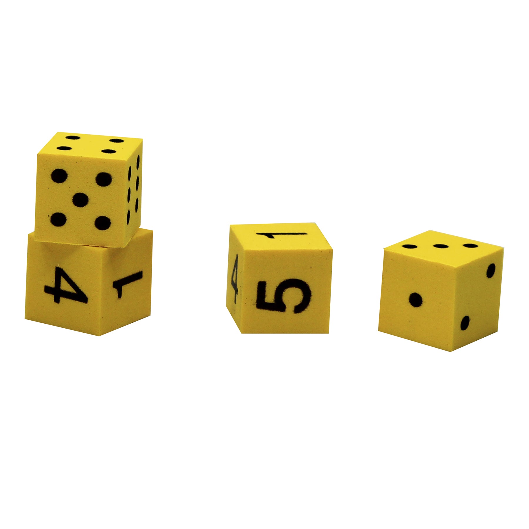 Foam Spot & Number Dice, Yellow, 16mm, Tub of 200