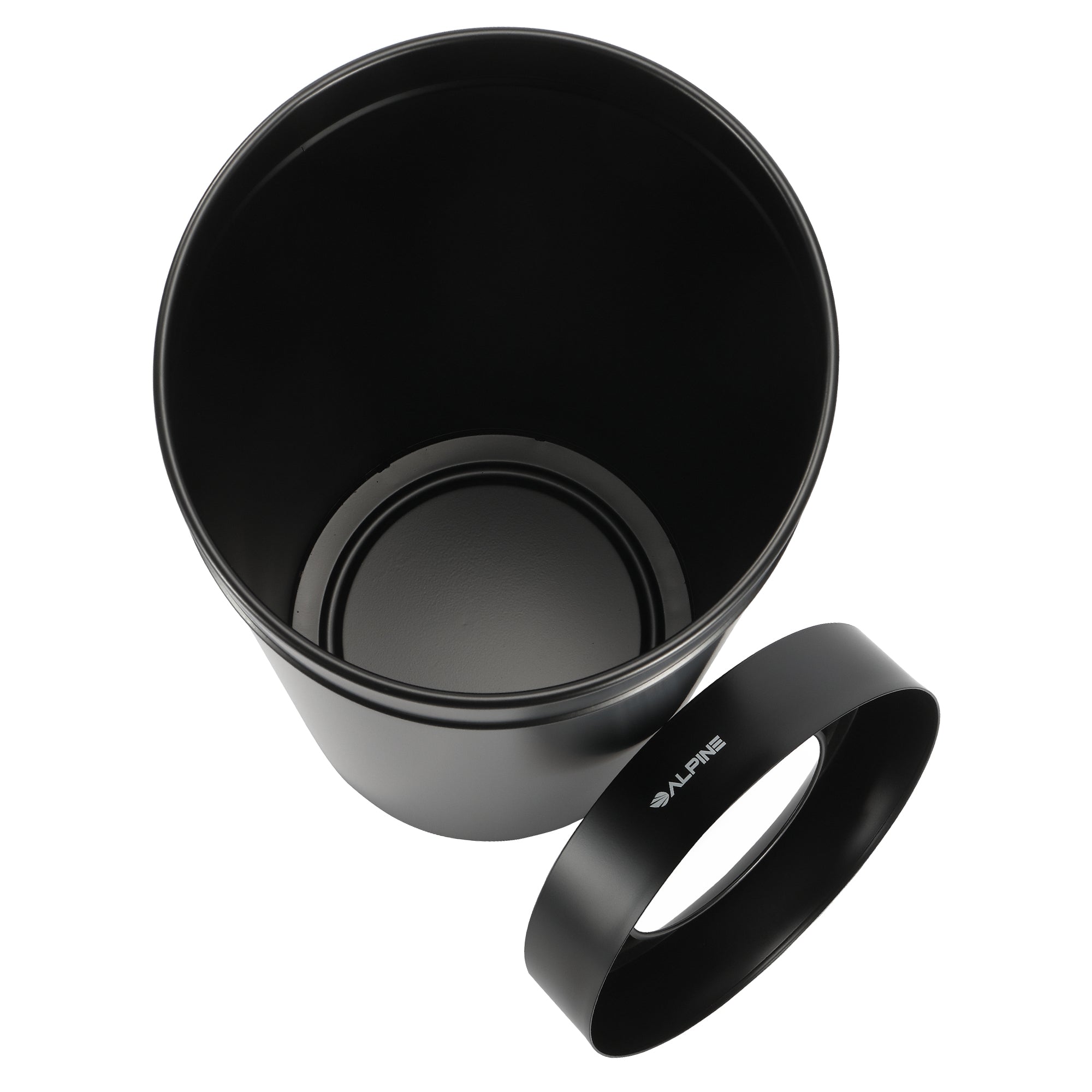 50 Gallon Stainless Steel Trash Can with Liner in Matte Black