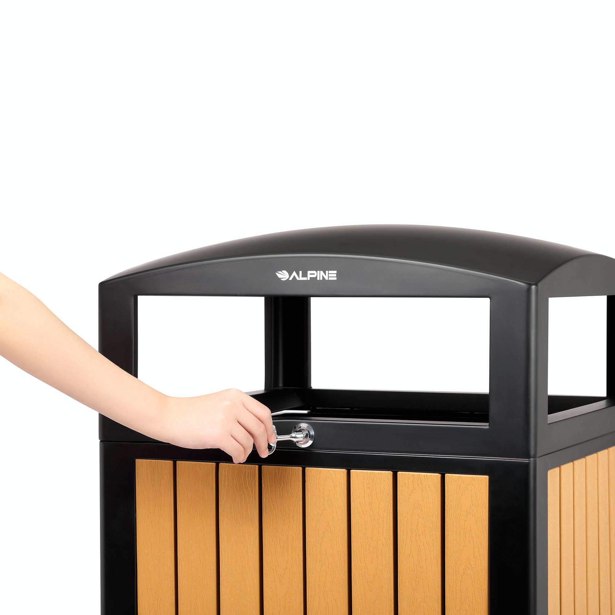 40-Gallon Outdoor Trash Container with Slatted Recycled Plastic Panels - Cedar