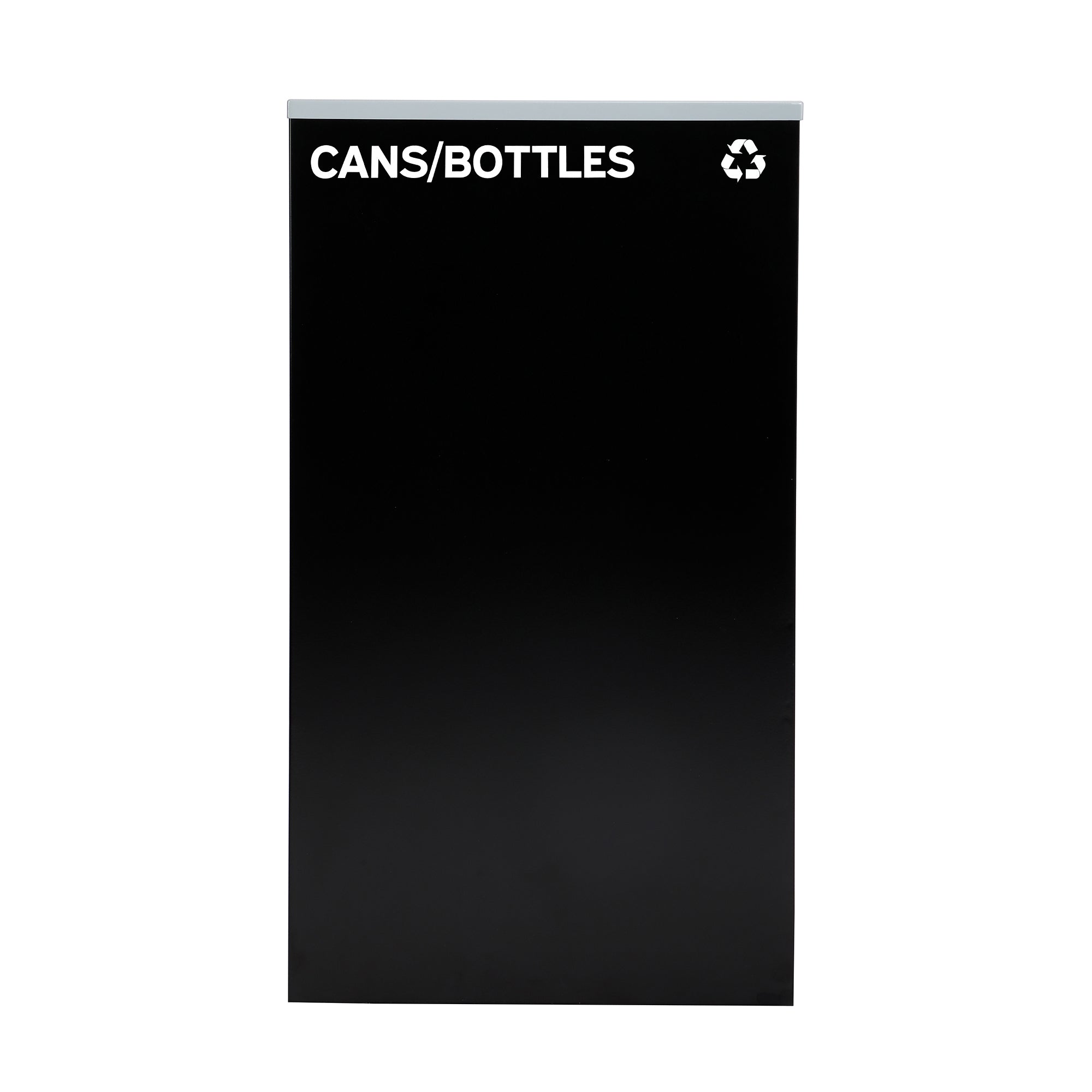 Square Recycling Bin – 29 Gallons - Black Can, Mixed Opening Lid, for Cans/Bottles
