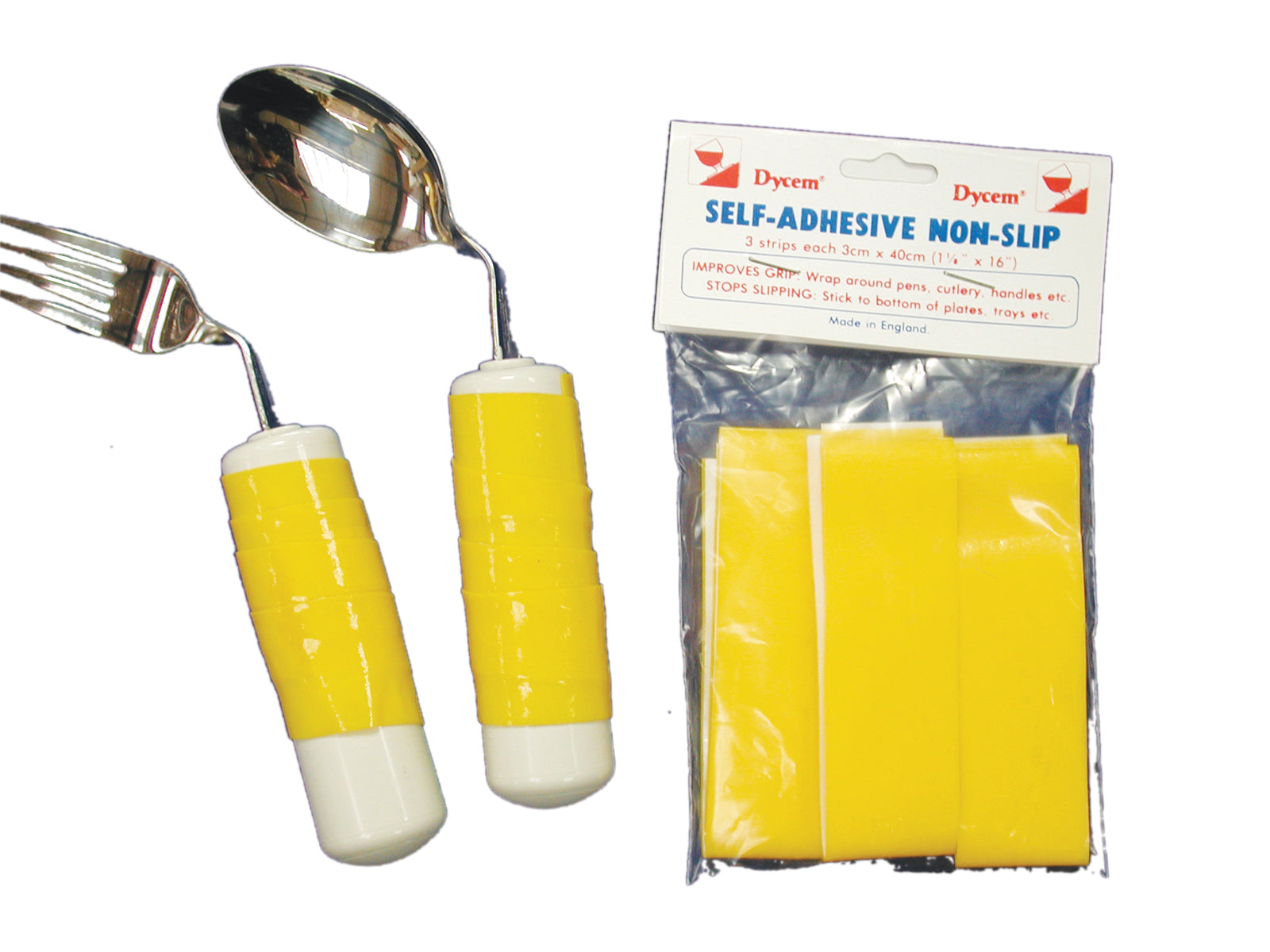 Dycem non-slip self-adhesive strips (16"x1-1/8") 3 each, yellow