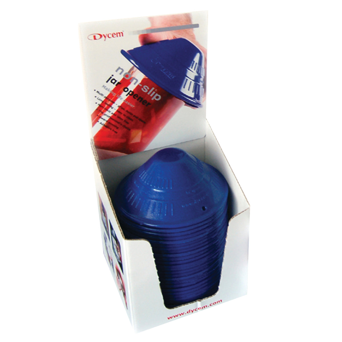 Dycem retail jar opener display, 25/dispenser, blue