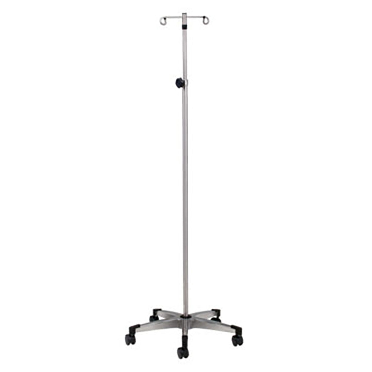 Clinton, 2-Hook IV Pole, Stainless Steel, 5-Leg