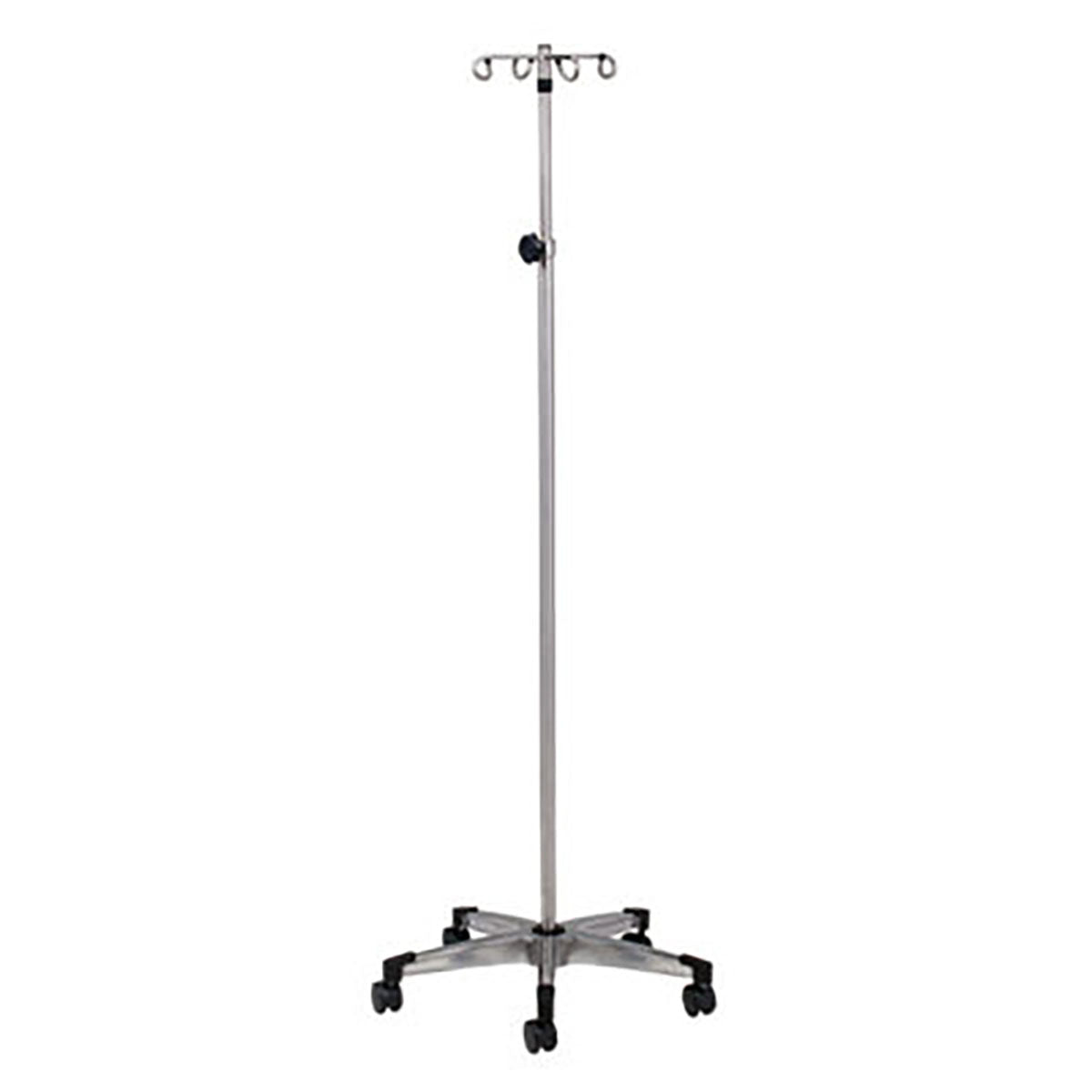 Clinton, 4-Hook IV Pole, Stainless Steel, 5-Leg